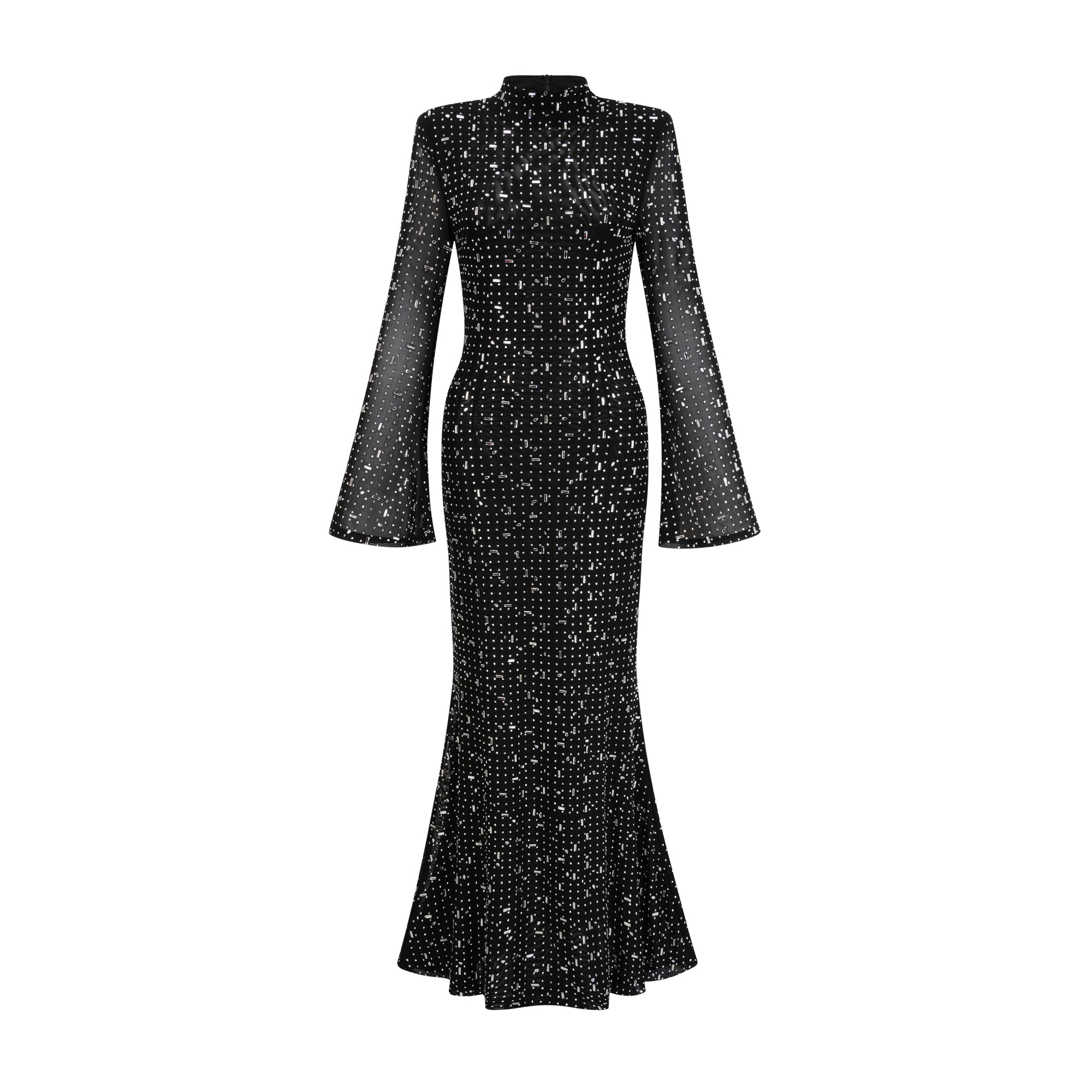 Léna black embellished semi-sheer maxi dress (Final Sale-US Only)