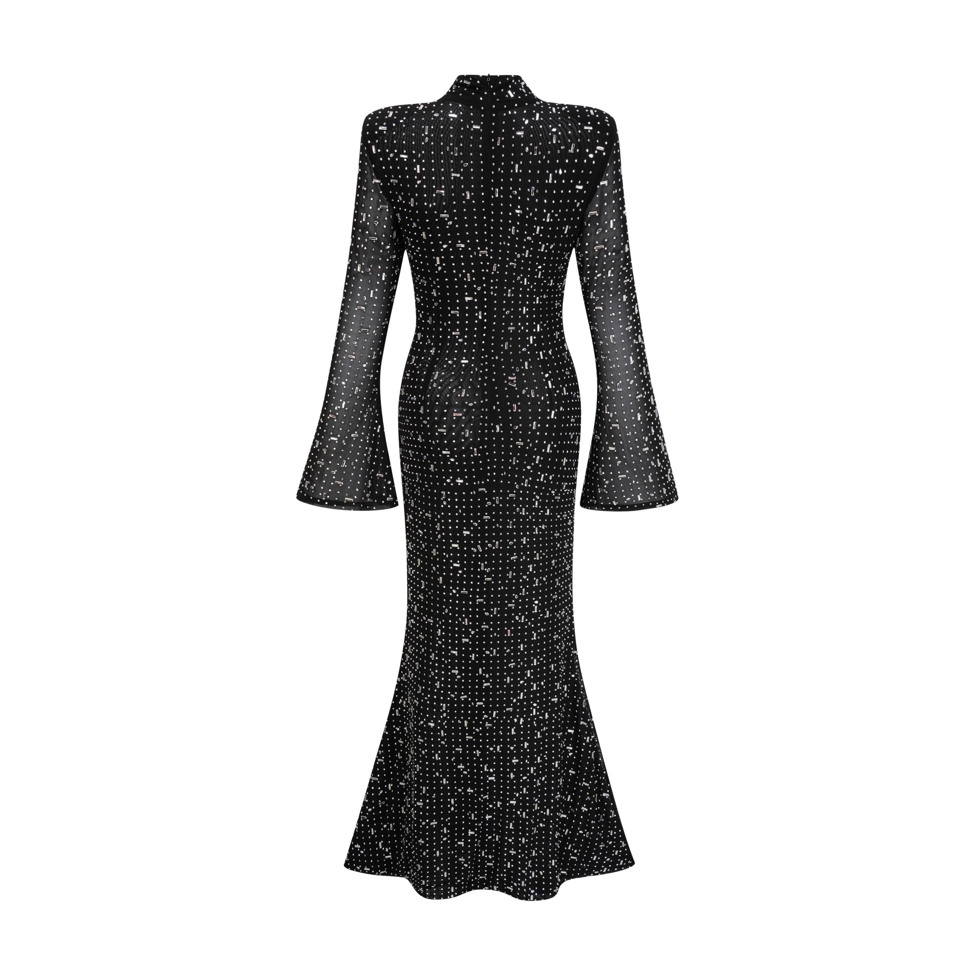 Léna black embellished semi-sheer maxi dress (Final Sale-US Only)