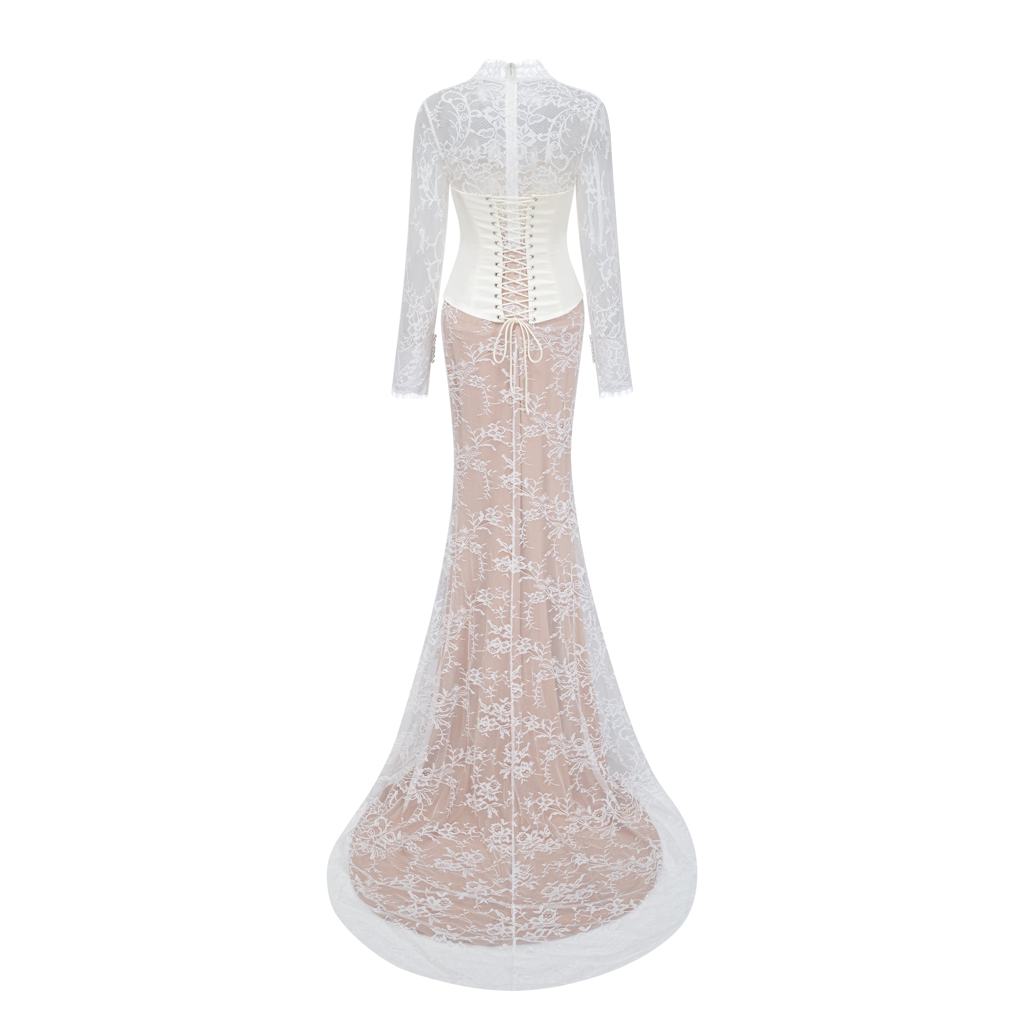 Bethany White Asymmetrical Lace Maxi Dress (Final Sale-US Only)