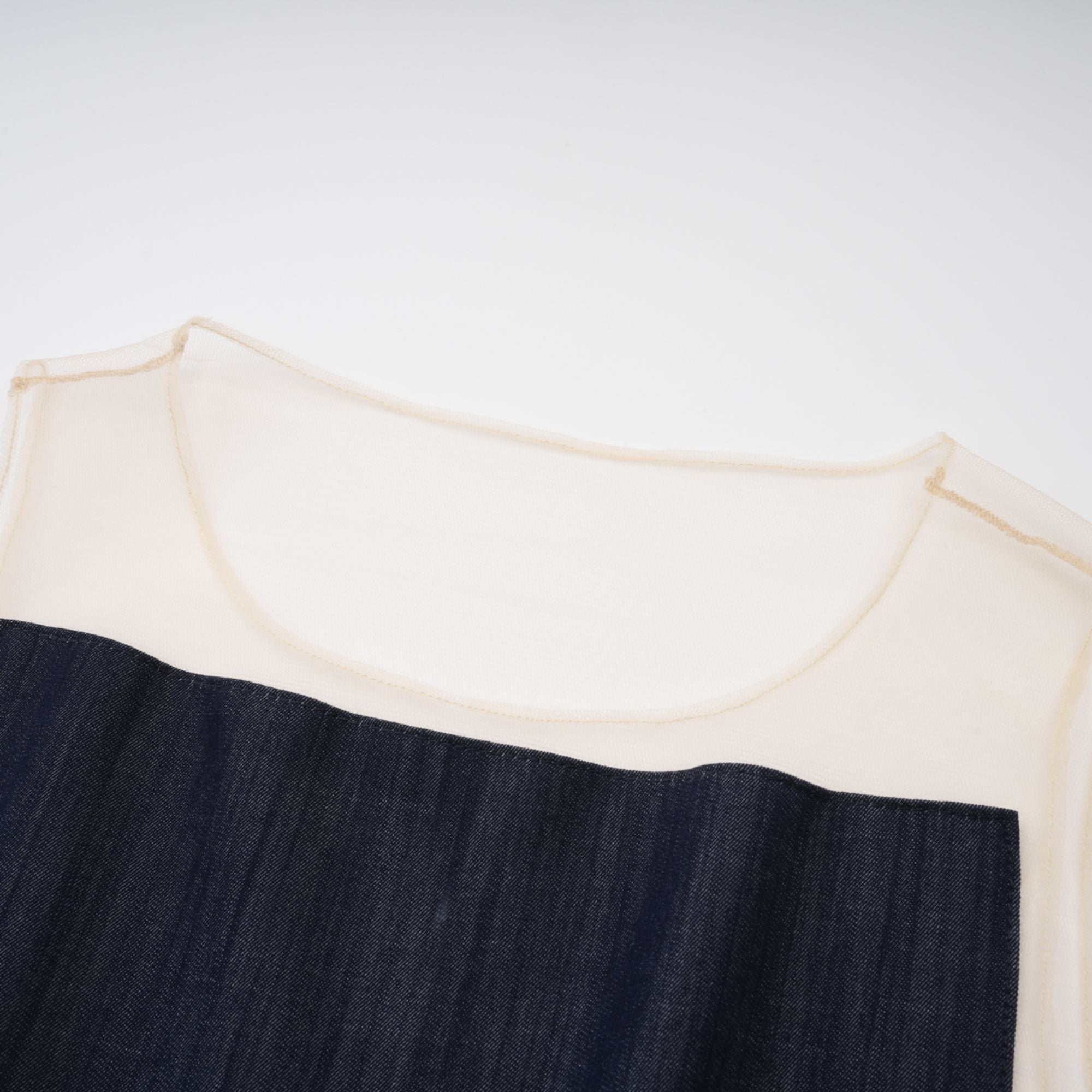 Sandrine blue denim semi-sheer bodysuit (Final Sale-US Only)