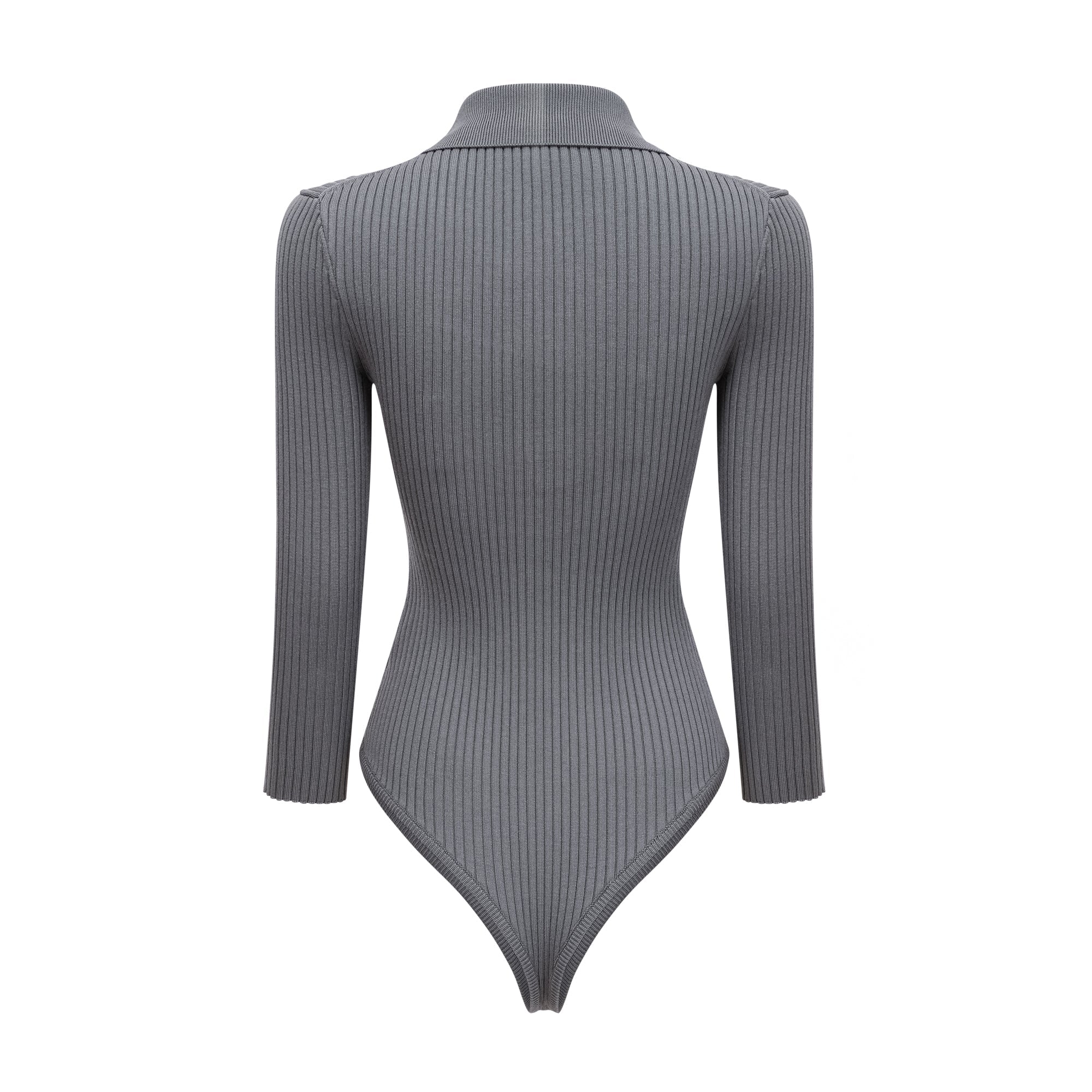 Claire Grey Ribbed Knit Bodysuit & Trousers Set