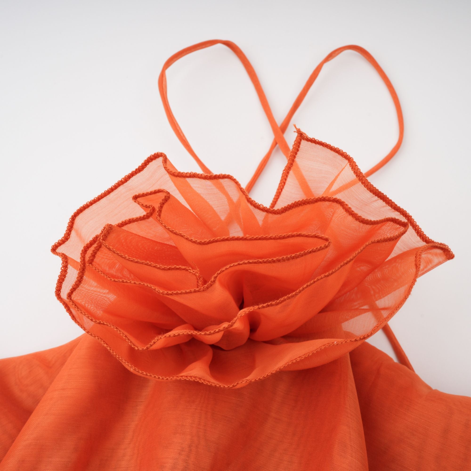 Carrie Orange Halterneck Flounced Maxi Dress (Final Sale-US Only)