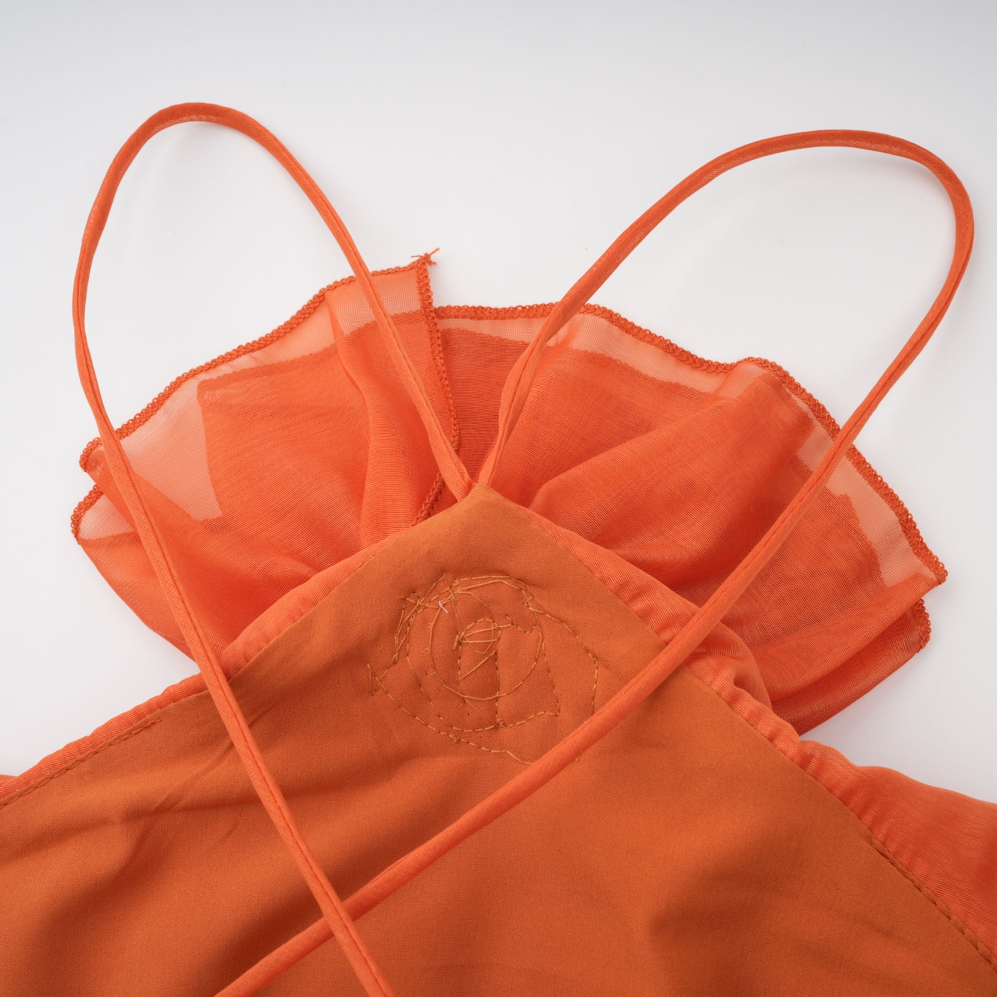 Carrie Orange Halterneck Flounced Maxi Dress (Final Sale-US Only)