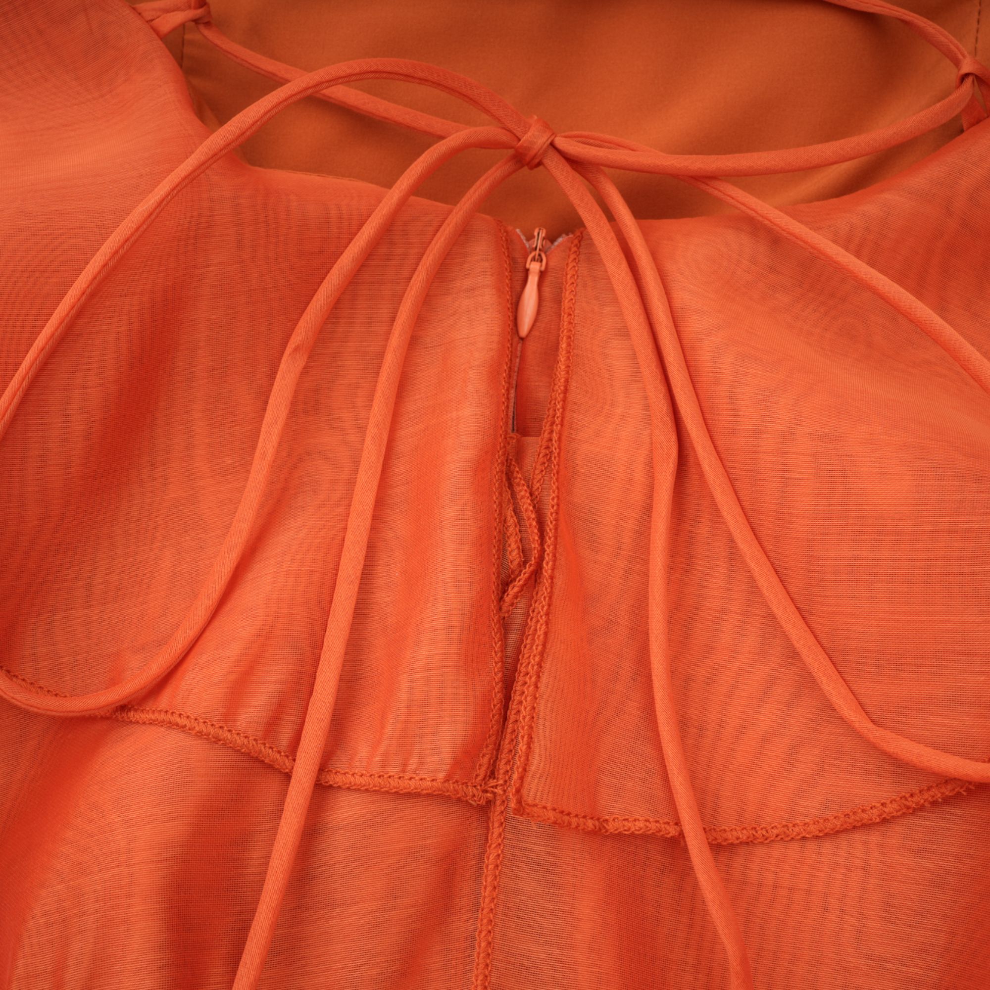 Carrie Orange Halterneck Flounced Maxi Dress (Final Sale-US Only)