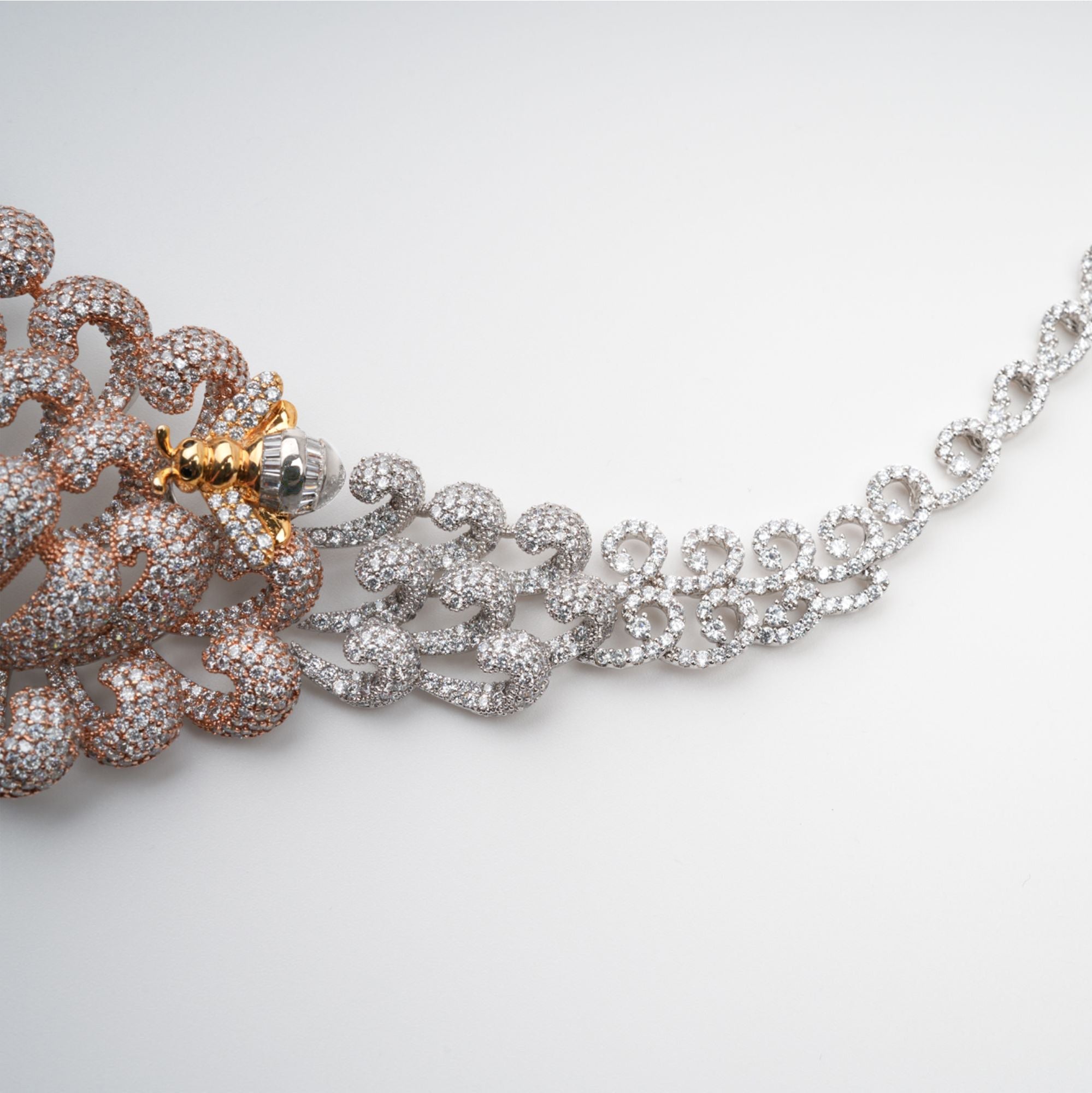 Anthemon Silver Tone Crystal Embellished Necklace