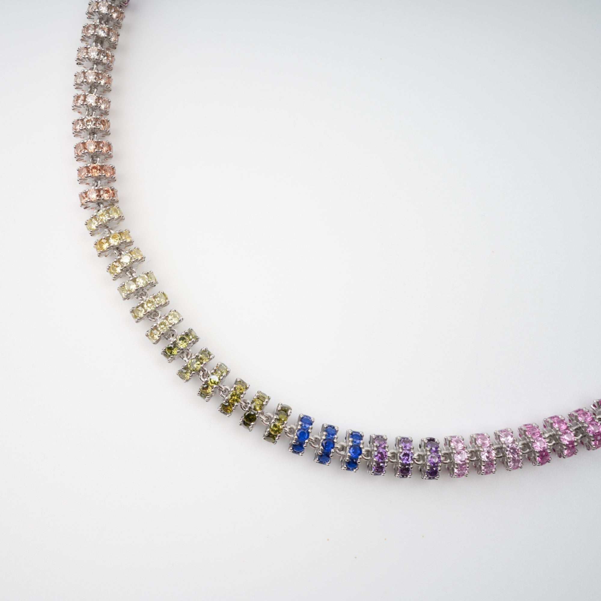 Sandrine Multicolor Crystal Embellished Sterling Silver Necklace (Final Sale)