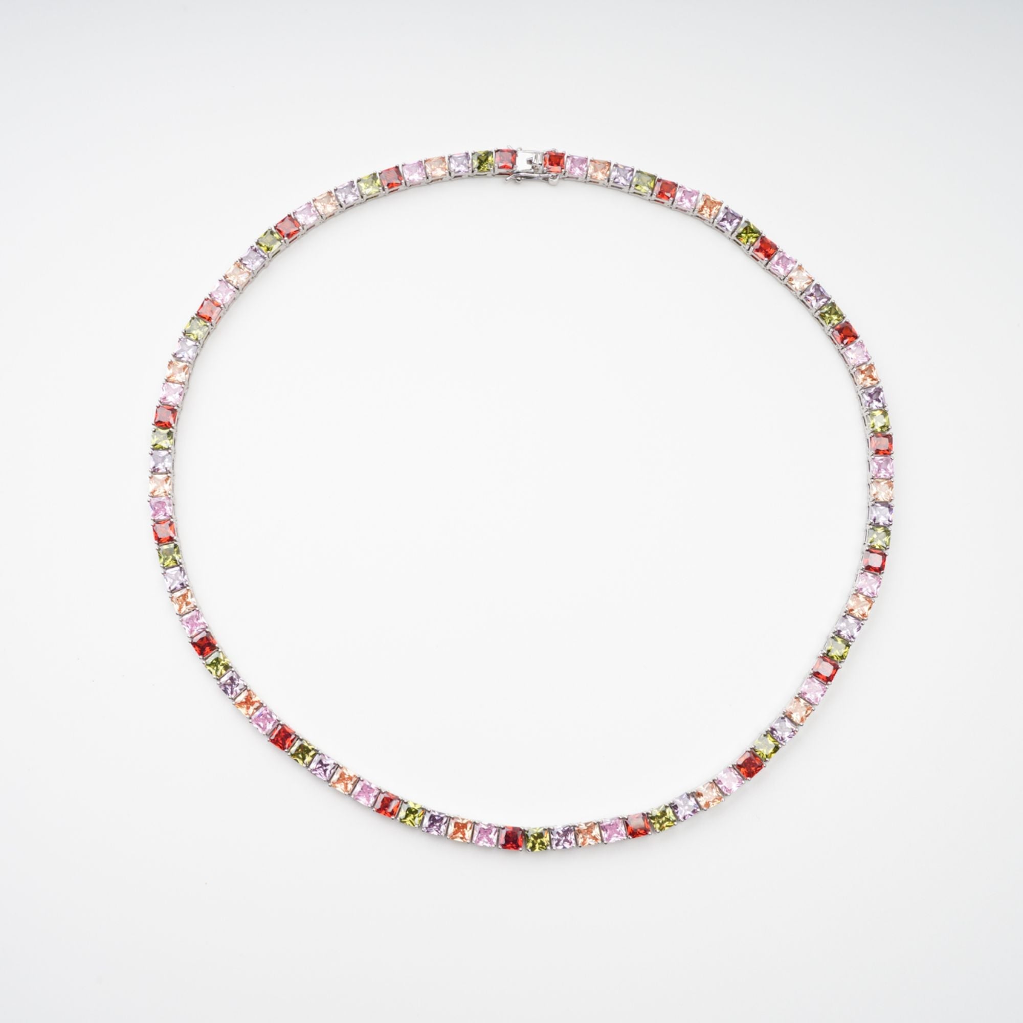 Avril Multicolor Square Cut Crystal Embellished Necklace (Final Sale)