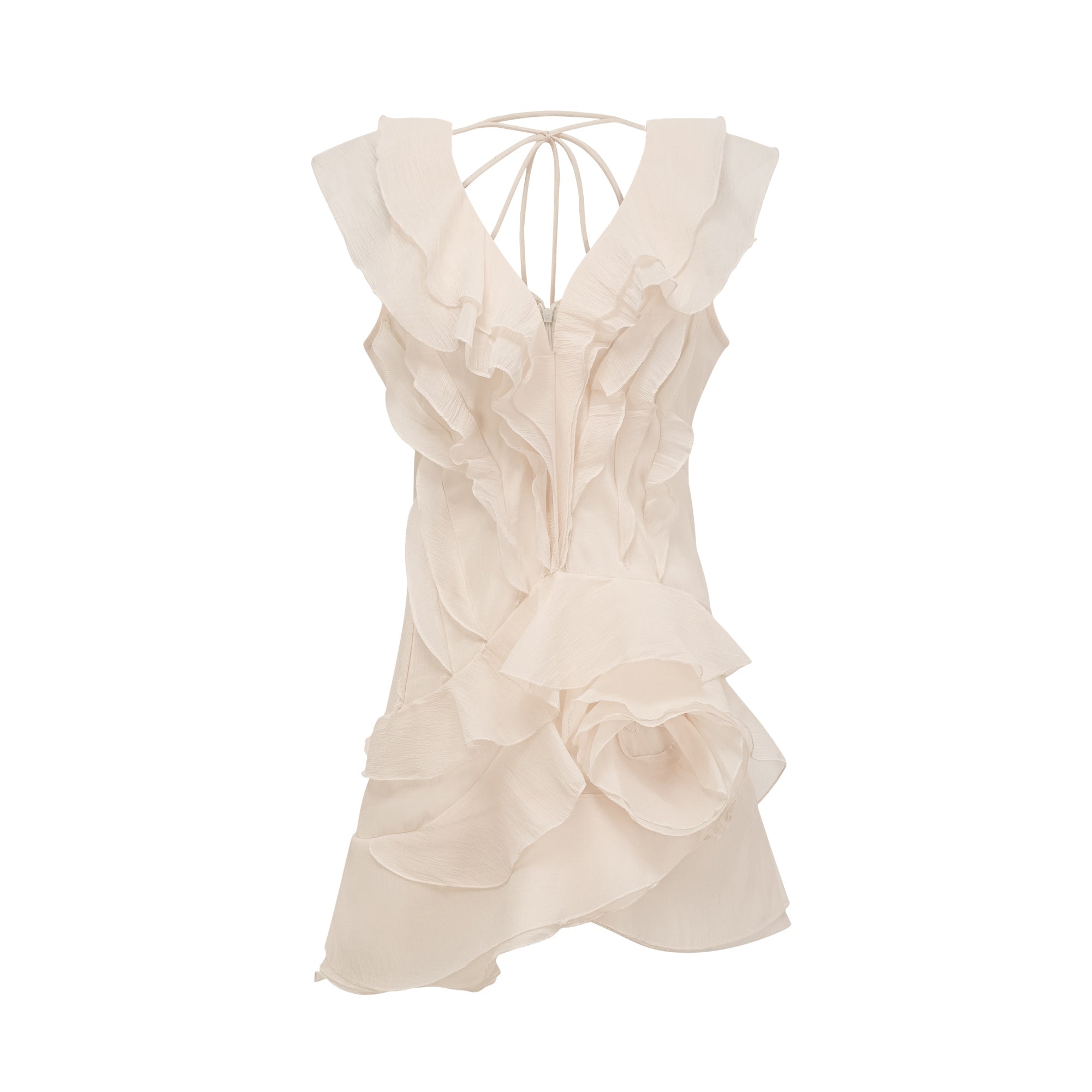 Mini-robe à volants superposés et fleurs artificielles Hélène (Vente définitive - États-Unis uniquement)