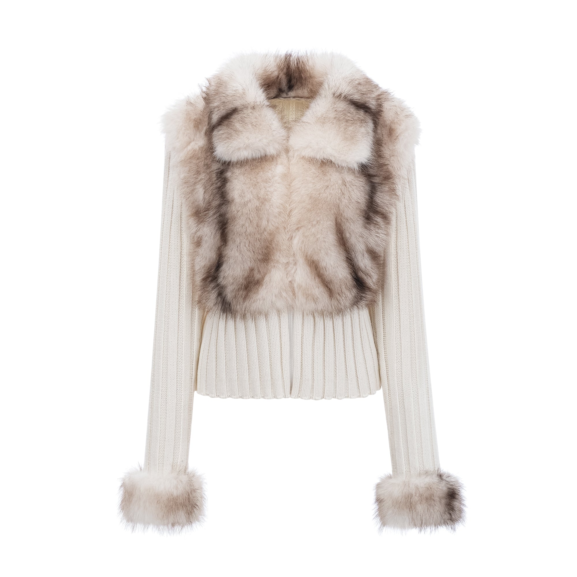 Veste en maille côtelée avec fausse fourrure Laetiecia (Vente définitive)