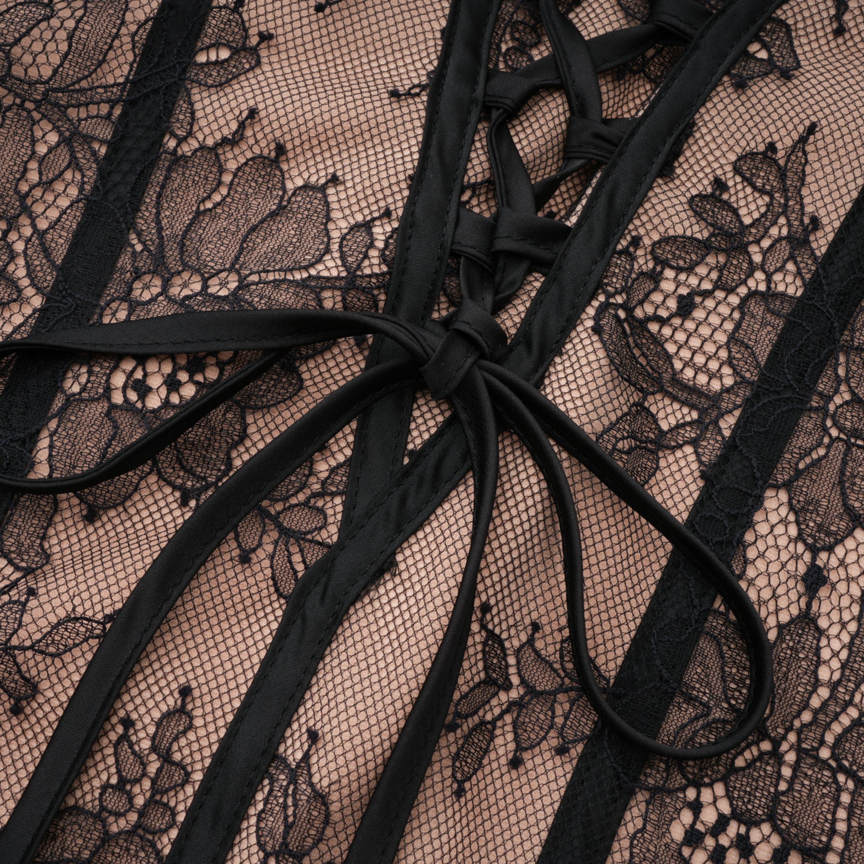 Urszula Black Floral Lace Corset Maxi Dress (Final Sale-US Only)