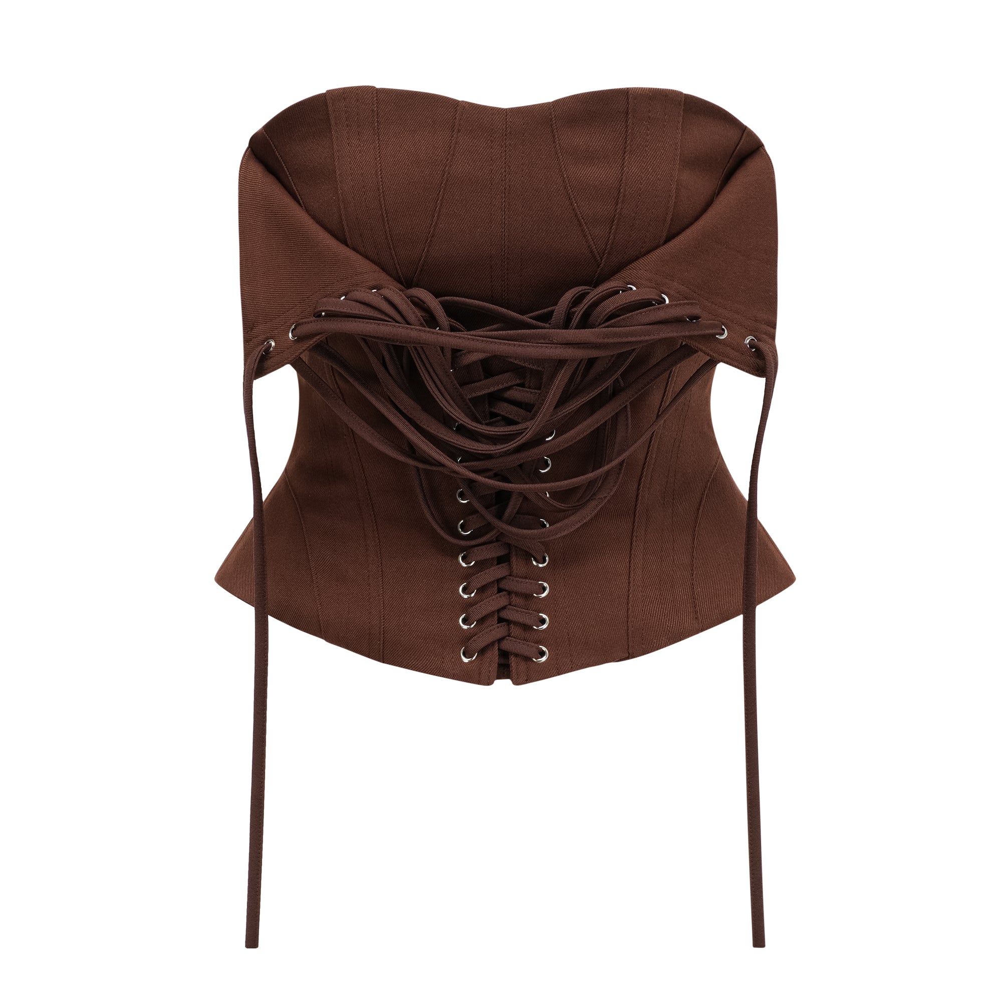 Indre Brown Lace Up Corset Crop Top (Final Sale)