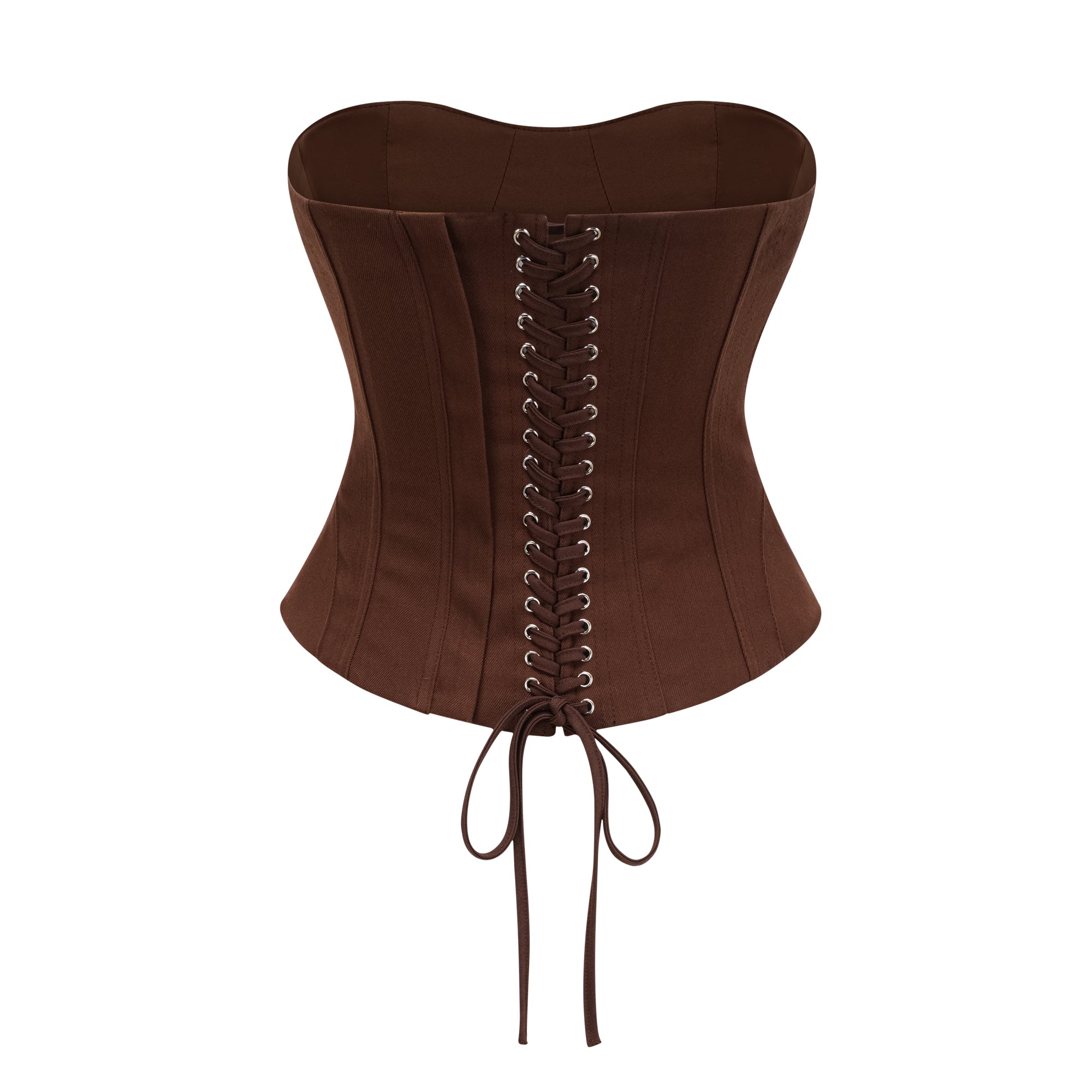 Indre Brown Lace Up Corset Crop Top (Final Sale)