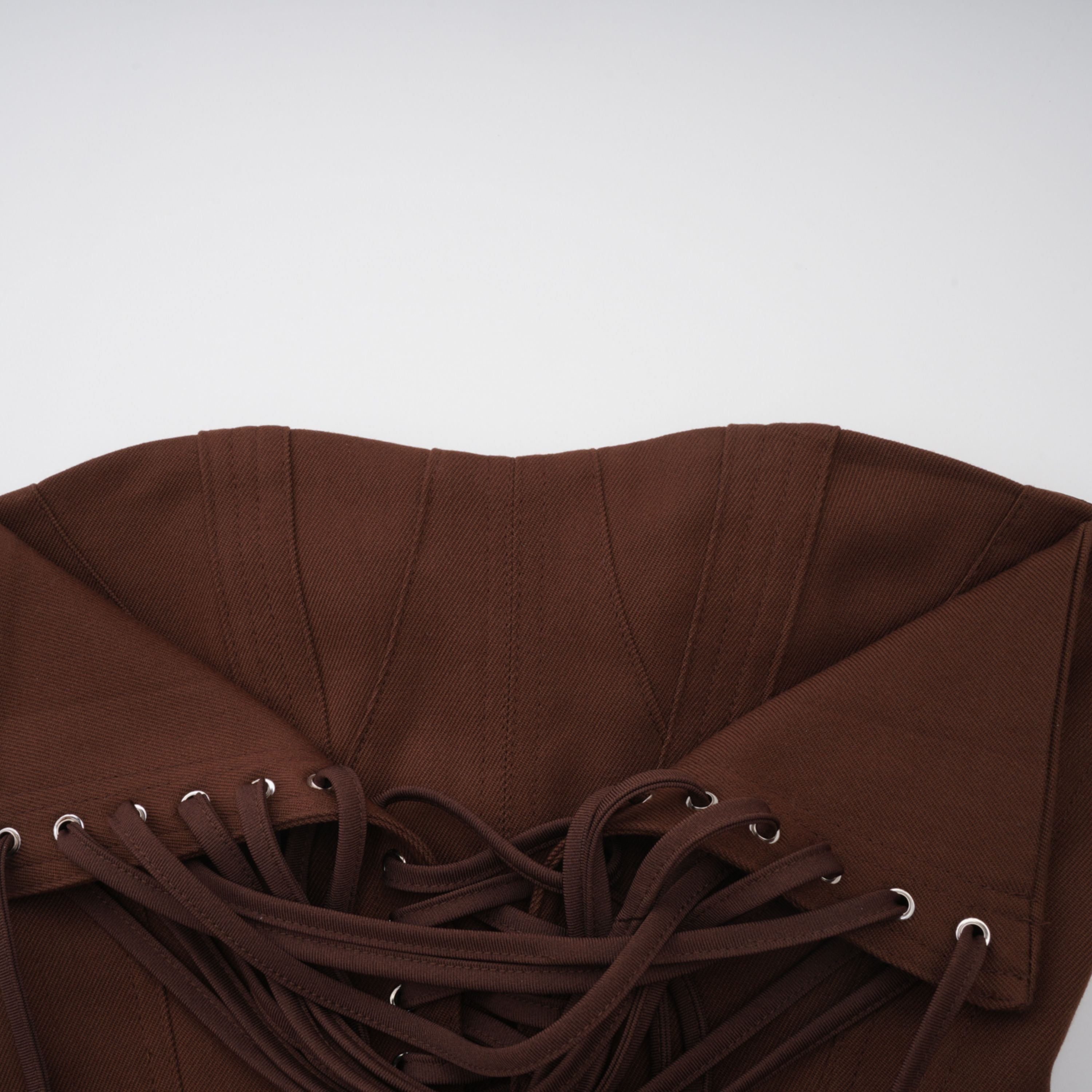 Indre Brown Lace Up Corset Crop Top (Final Sale)