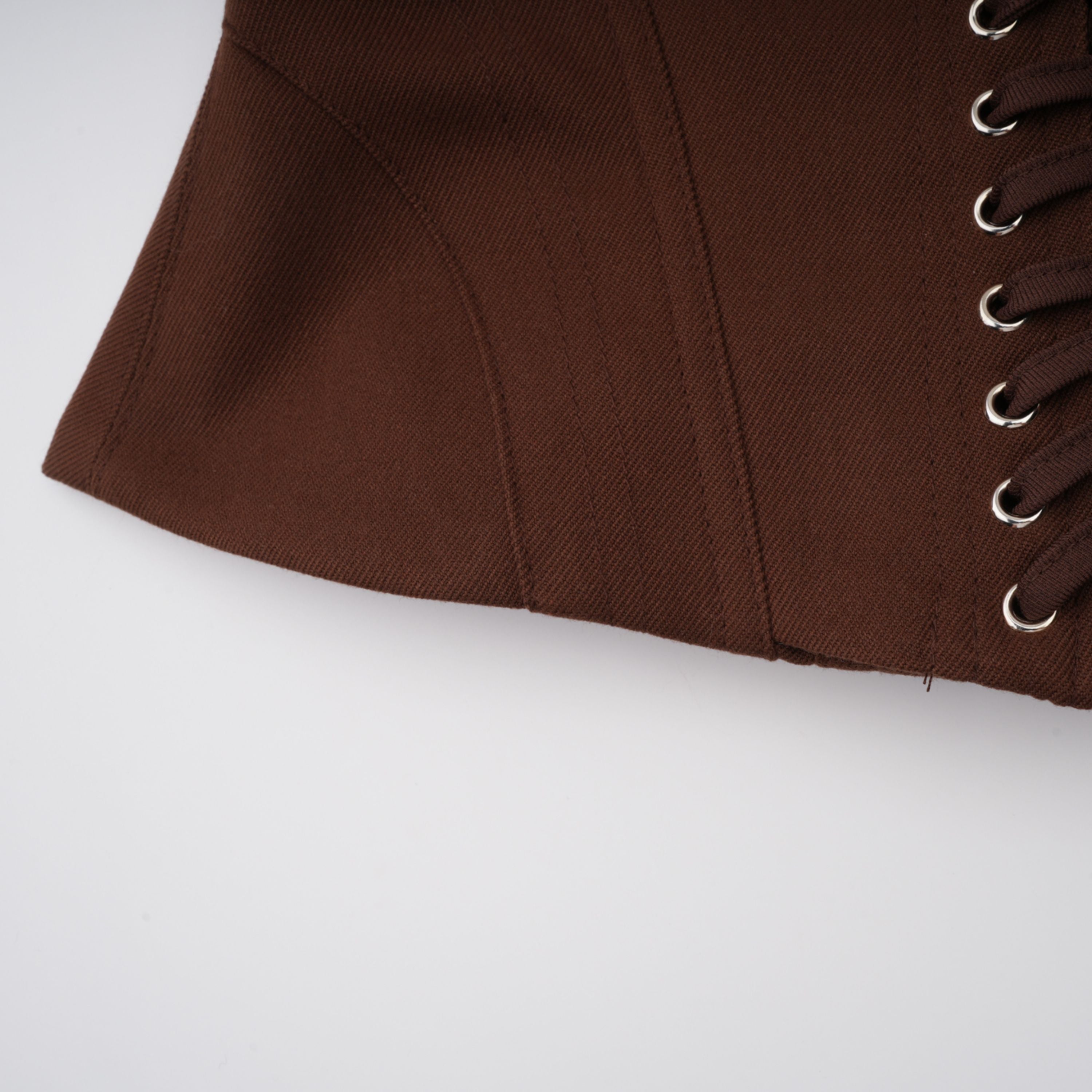 Indre Brown Lace Up Corset Crop Top (Final Sale)