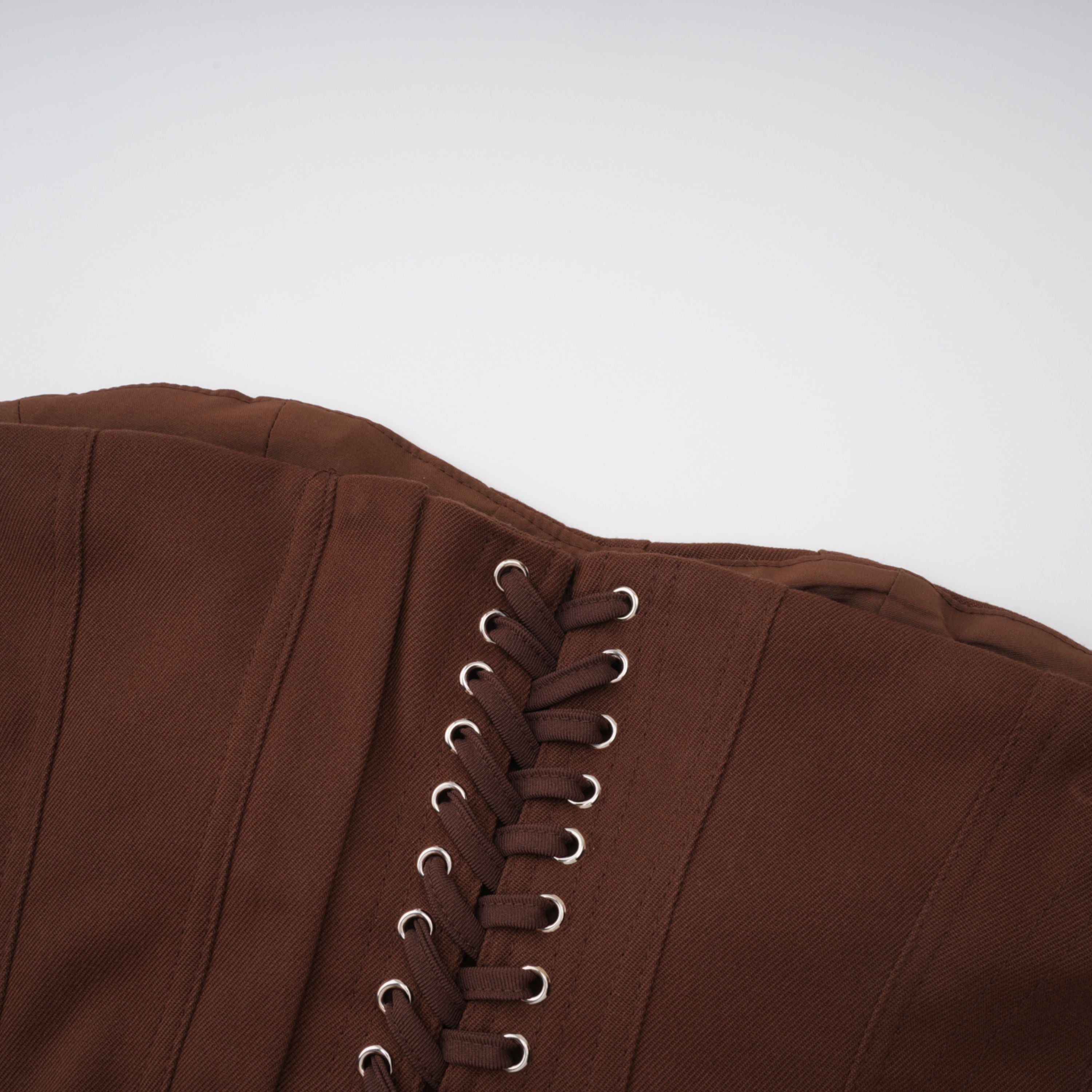 Indre Brown Lace Up Corset Crop Top (Final Sale)