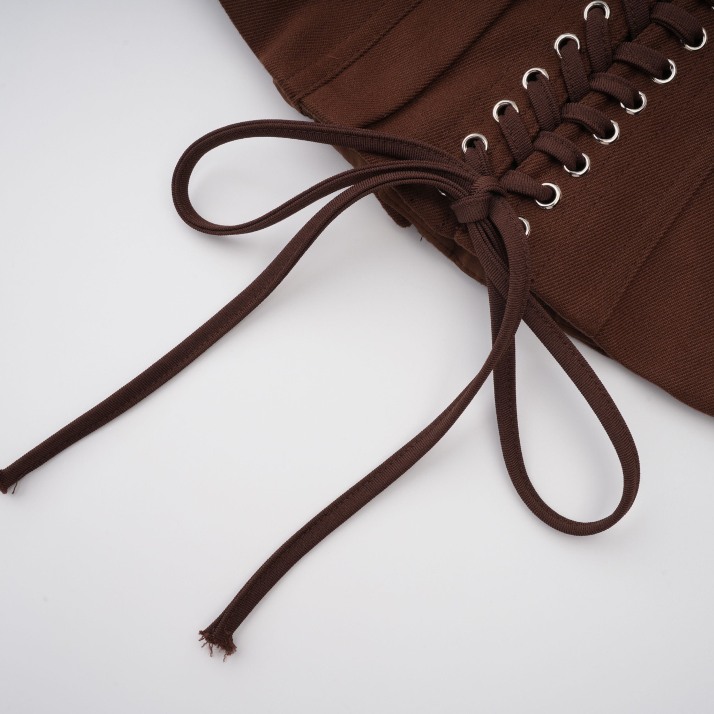 Indre Brown Lace Up Corset Crop Top (Final Sale)