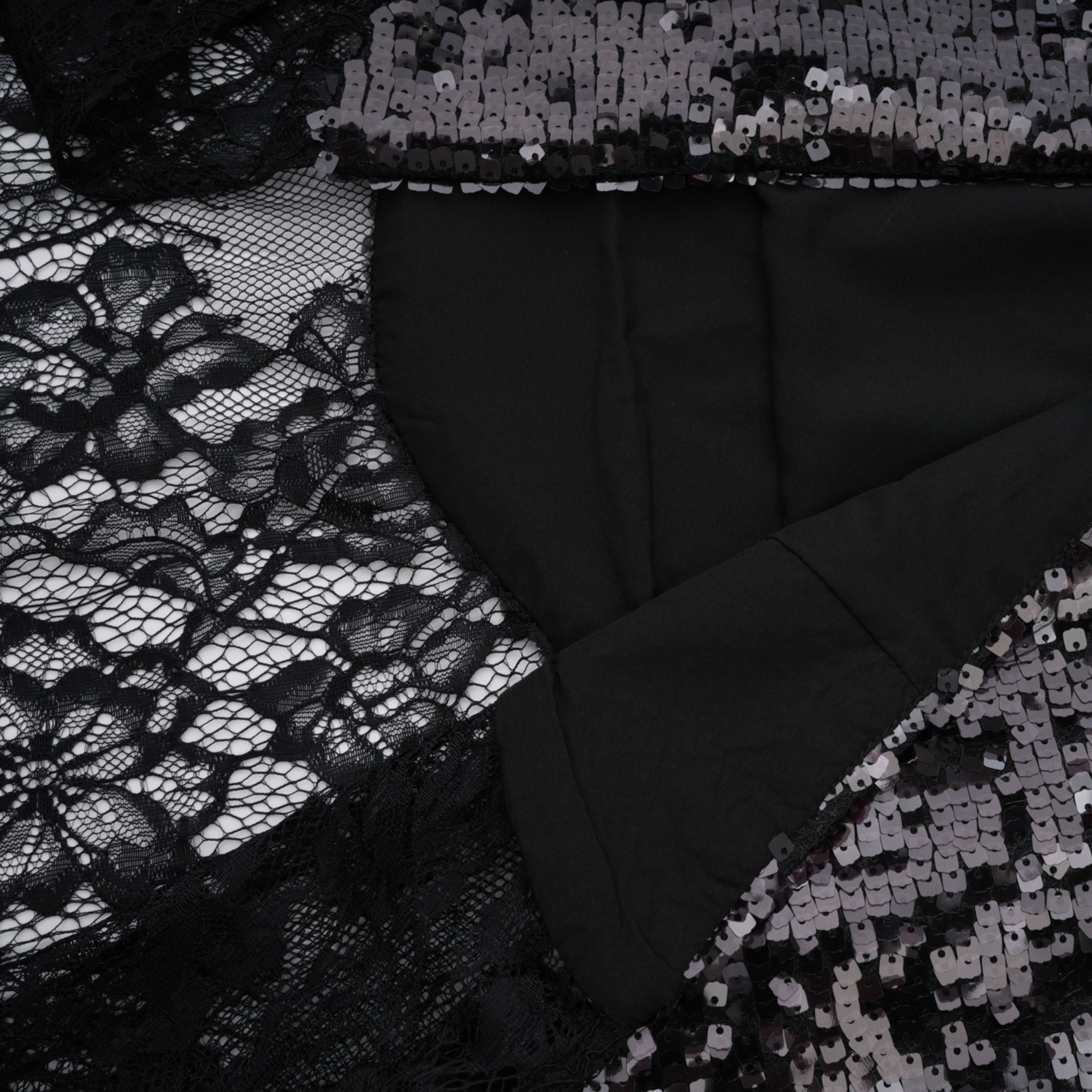 Ava Black Lace Panel Sequined Maxi Dress (Final Sale-US Only)