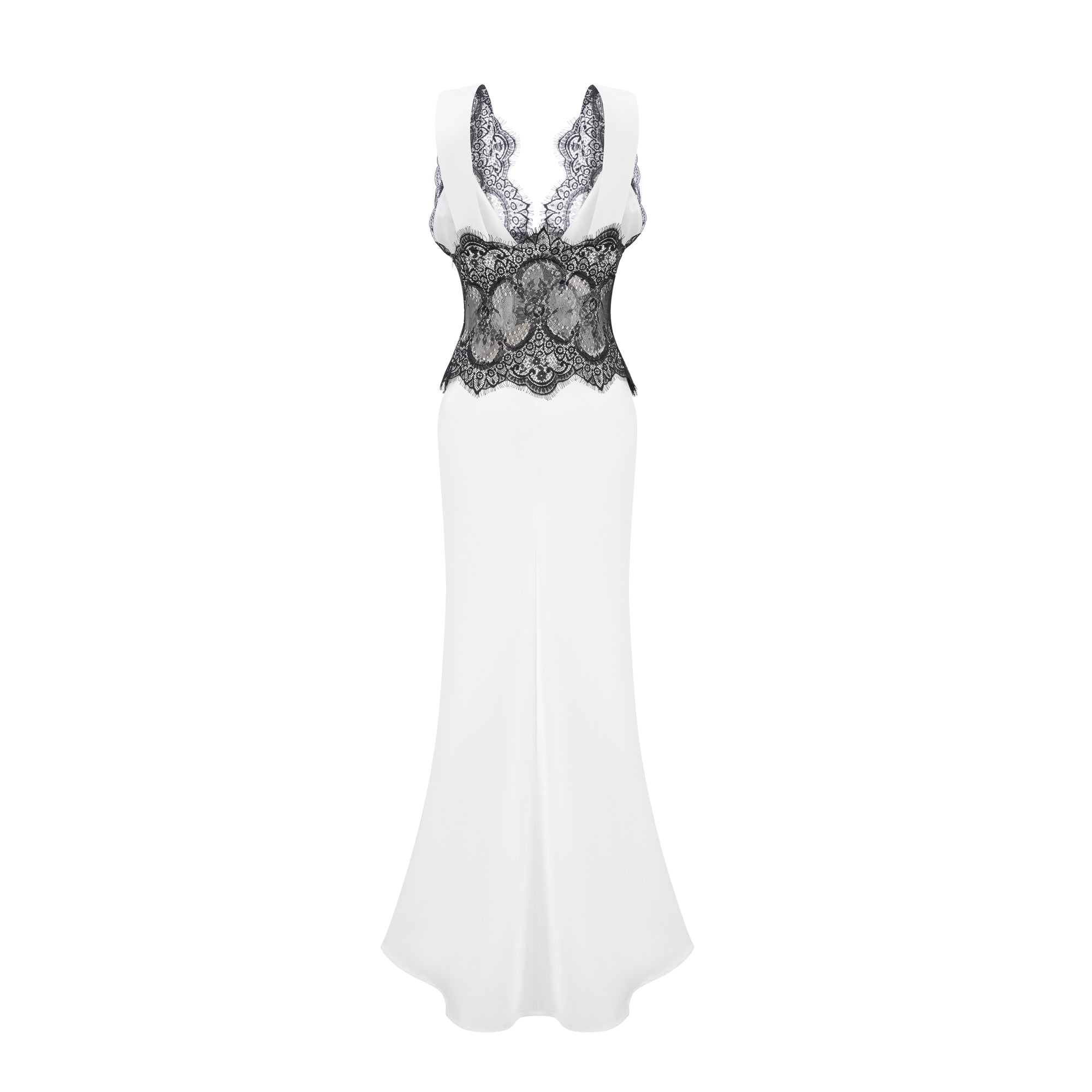 Robe longue Éléonore à deux tons et détails en dentelle (Vente définitive - États-Unis uniquement)