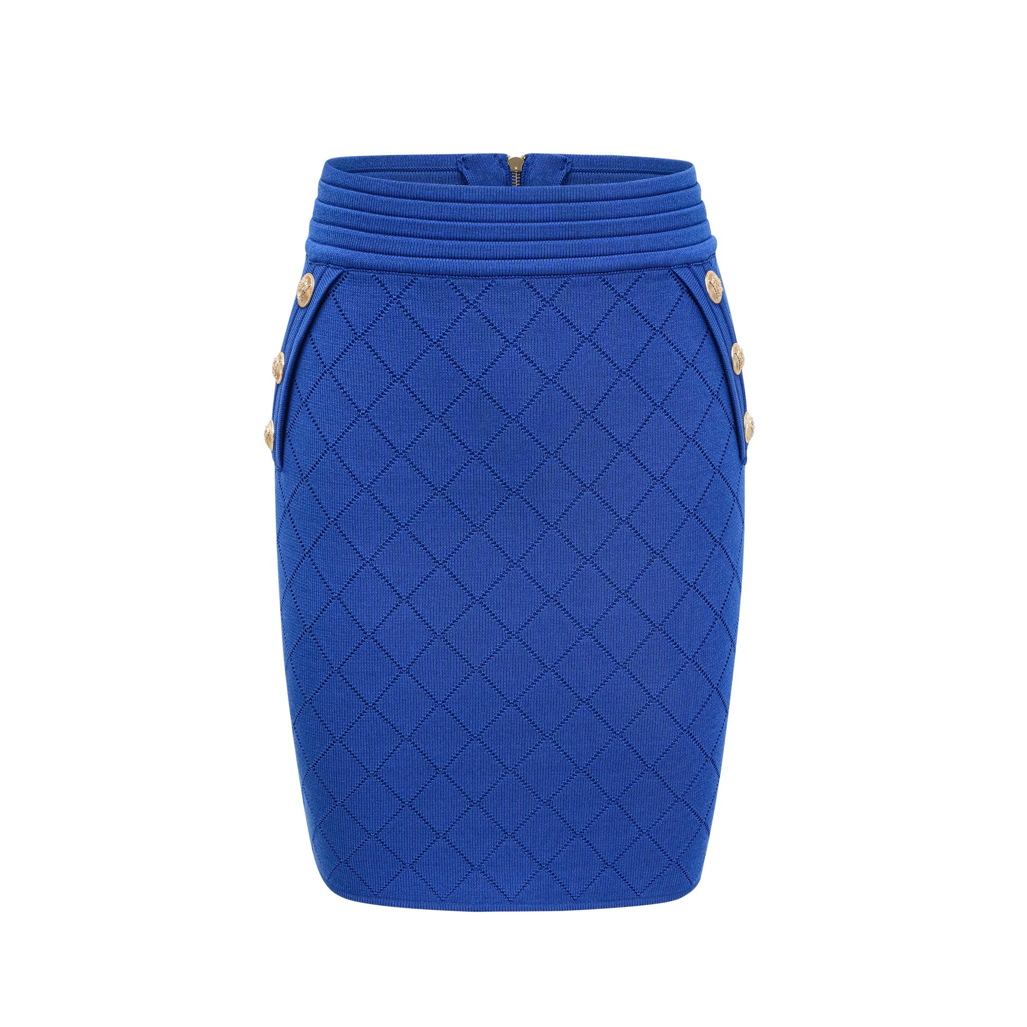 Maëlys blue button-detail knitted top & skirt matching set (Final Sale)