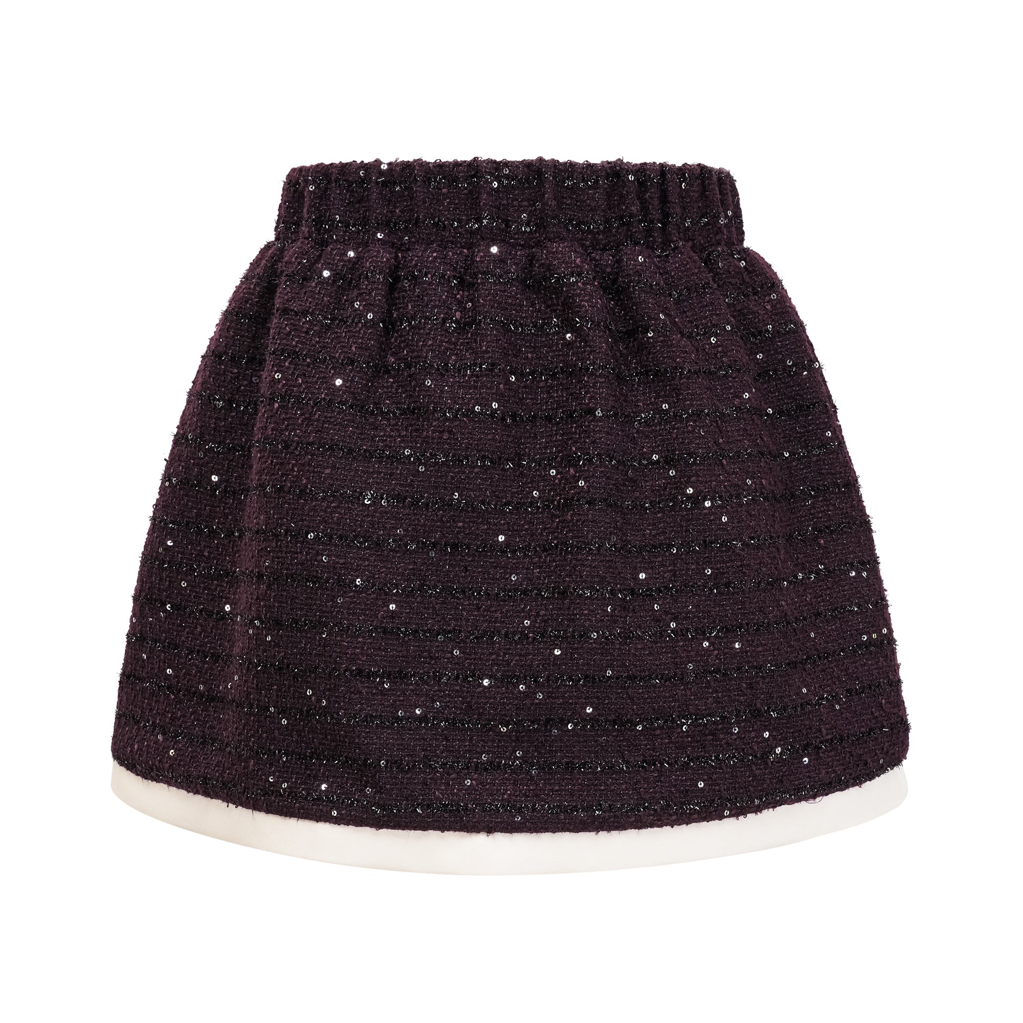 Purple tweed jacket and mini skirt set