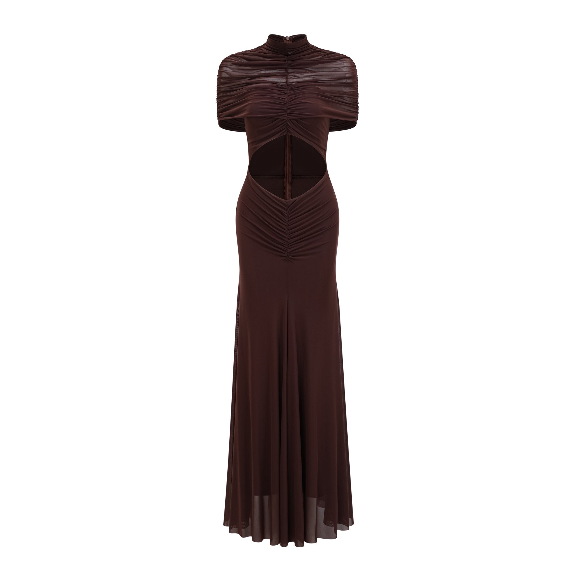 Bruna Cut-Out Ruched Mesh Maxi Dress (Final Sale-US Only)