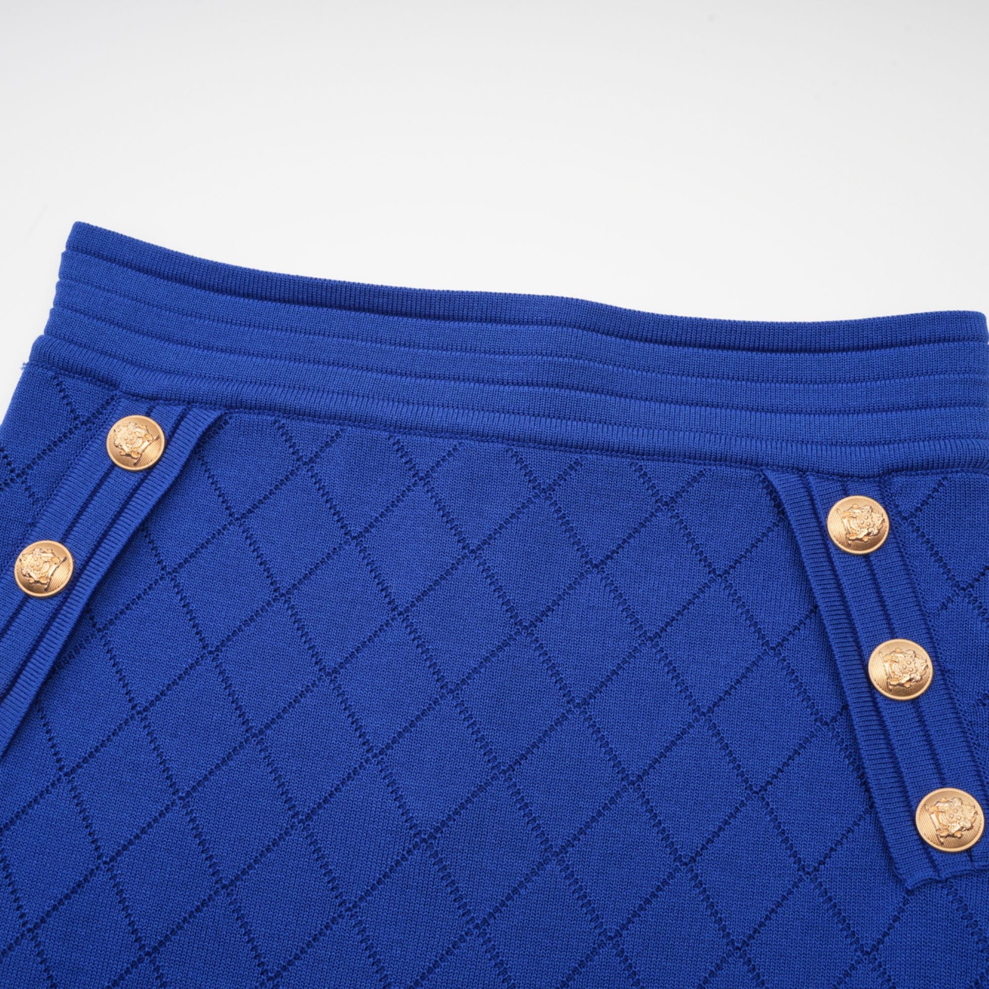Maëlys blue button-detail knitted top & skirt matching set (Final Sale)