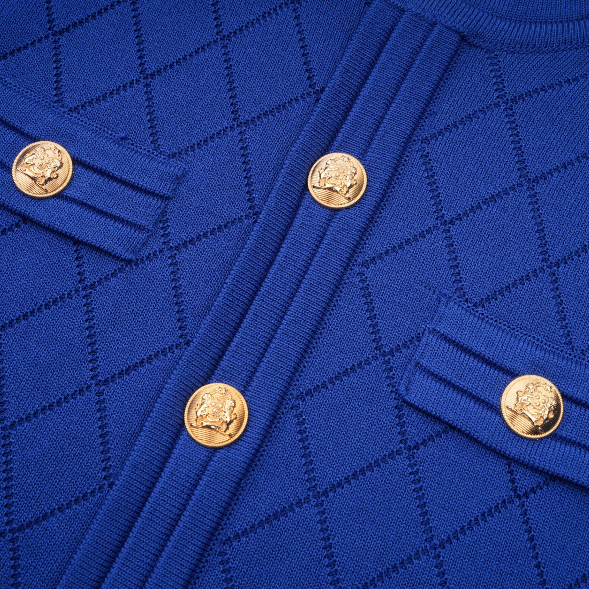 Maëlys blue button-detail knitted top & skirt matching set (Final Sale)