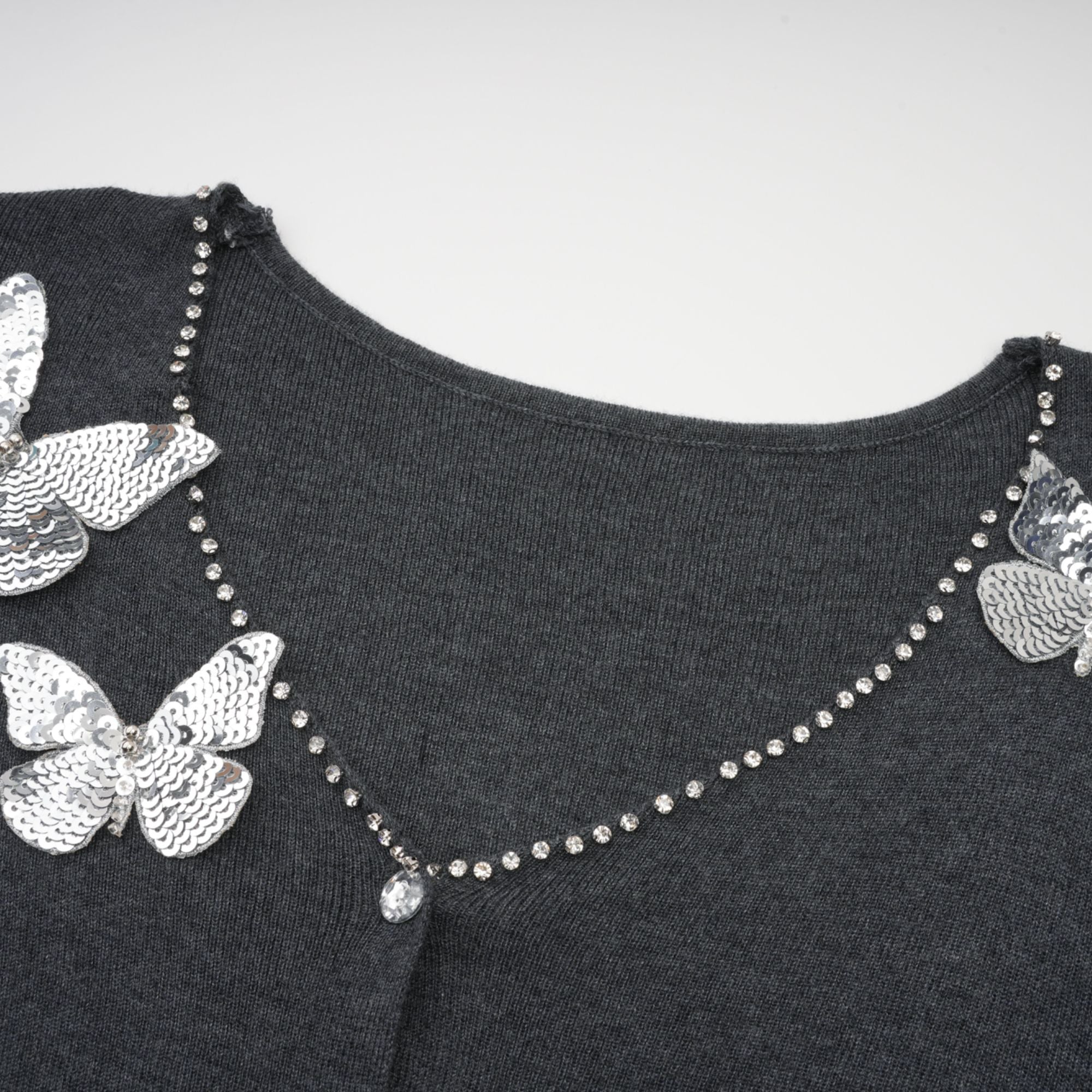 Anastasie grey sequined butterfly-motif cardigan (Final Sale)