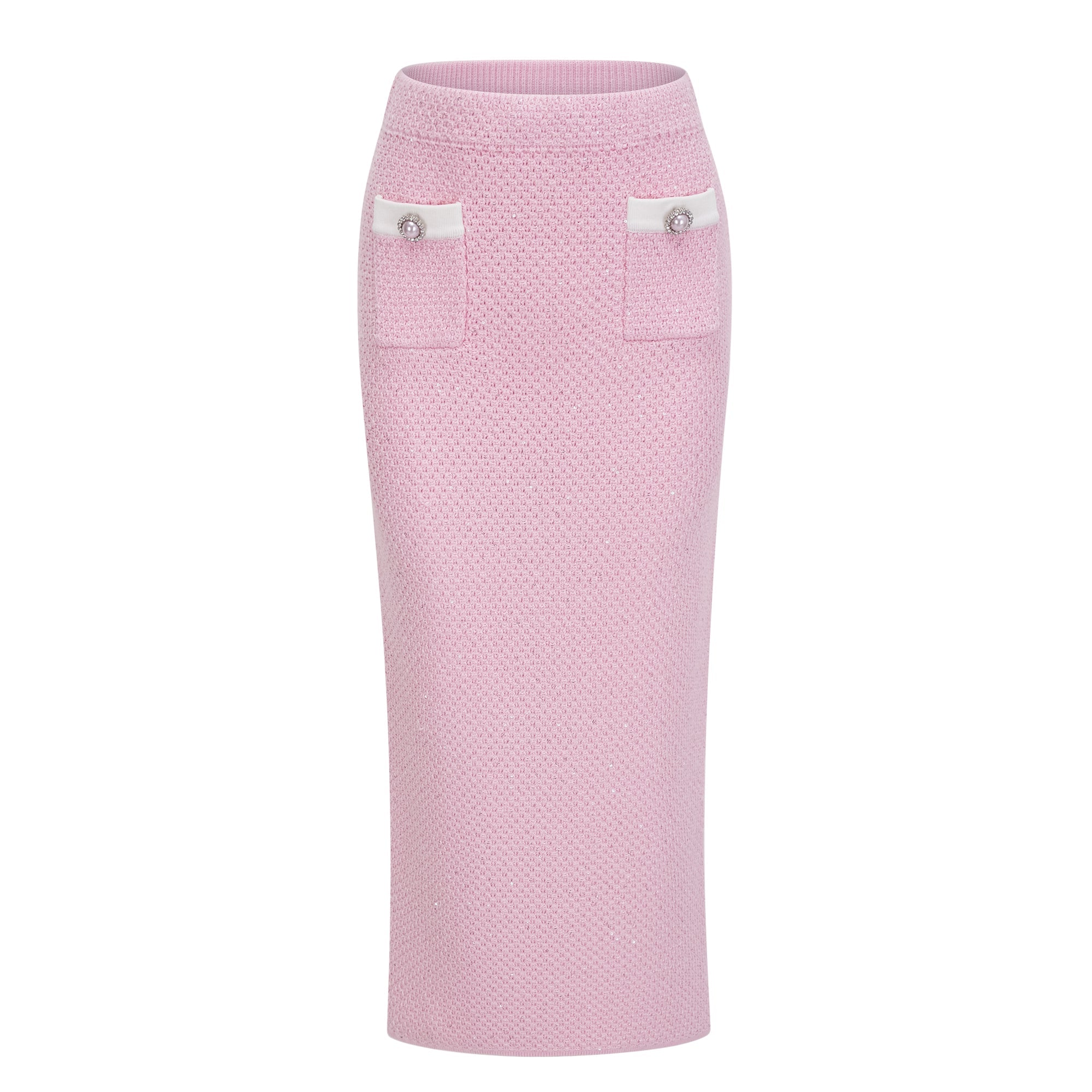 Ásdís Pink Sequined Knit Cardigan & Skirt Set (Final Sale)
