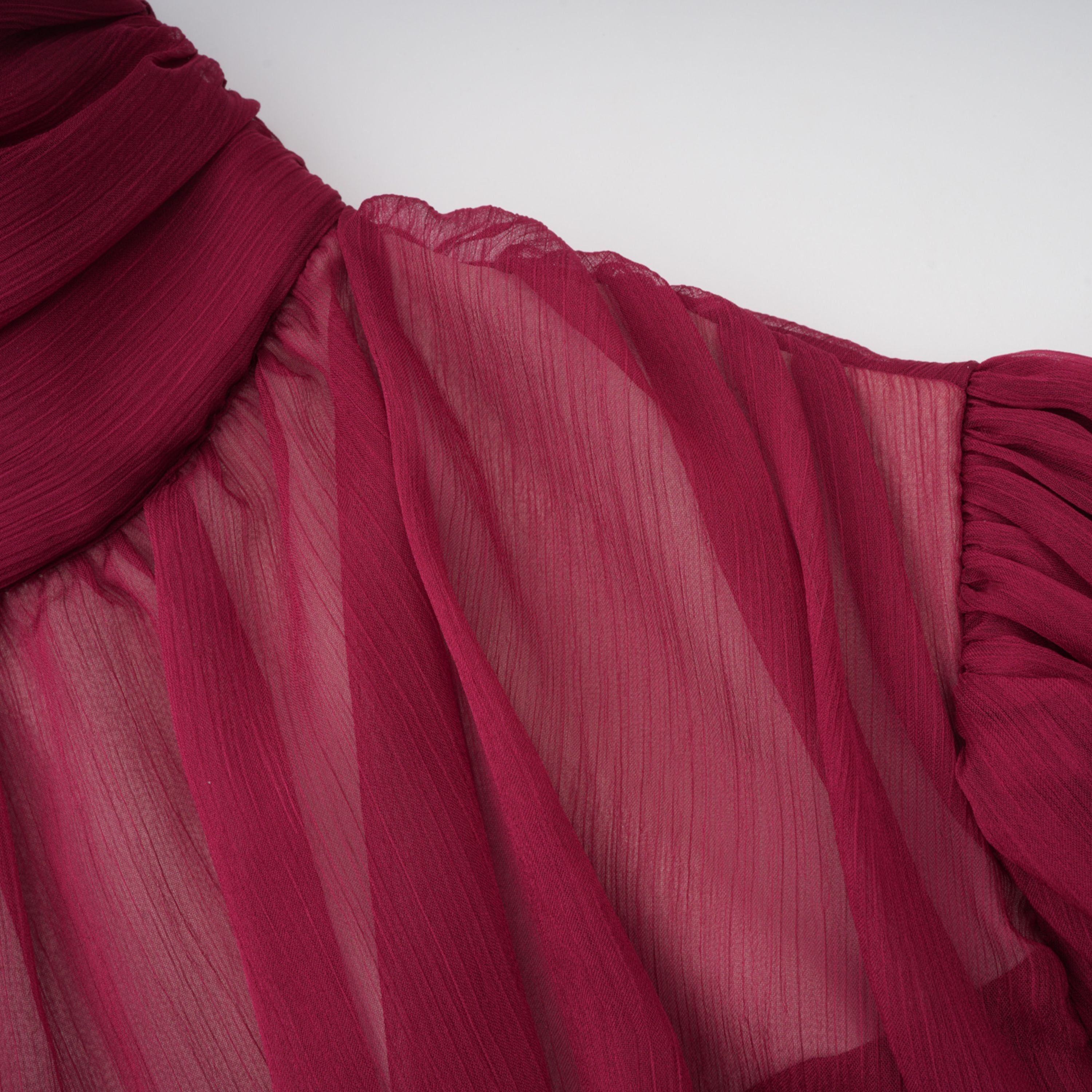 Éléna Burgundy Asymmetrical Ruffled Tulle Mini Dress (Final Sale)