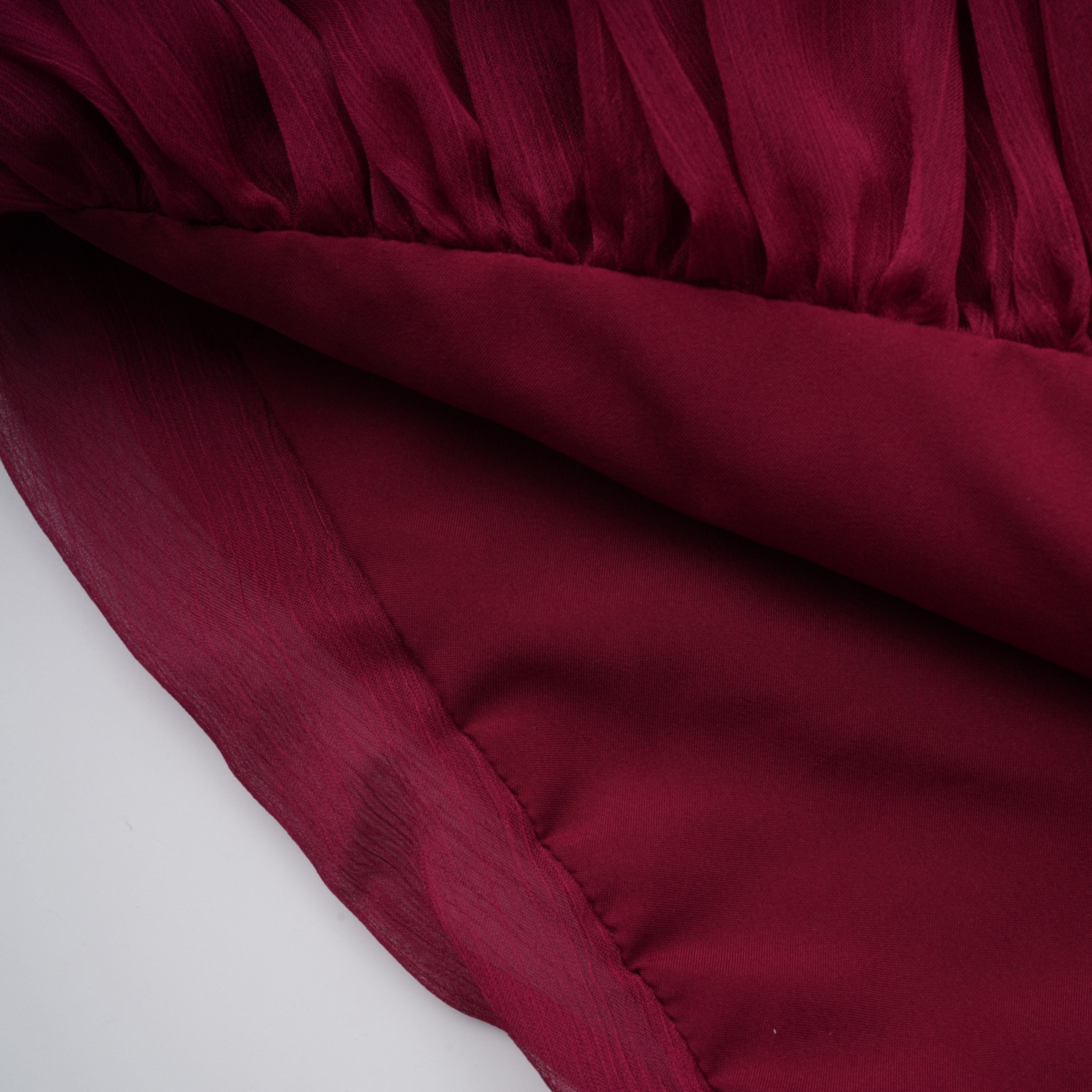 Éléna Burgundy Asymmetrical Ruffled Tulle Mini Dress (Final Sale)