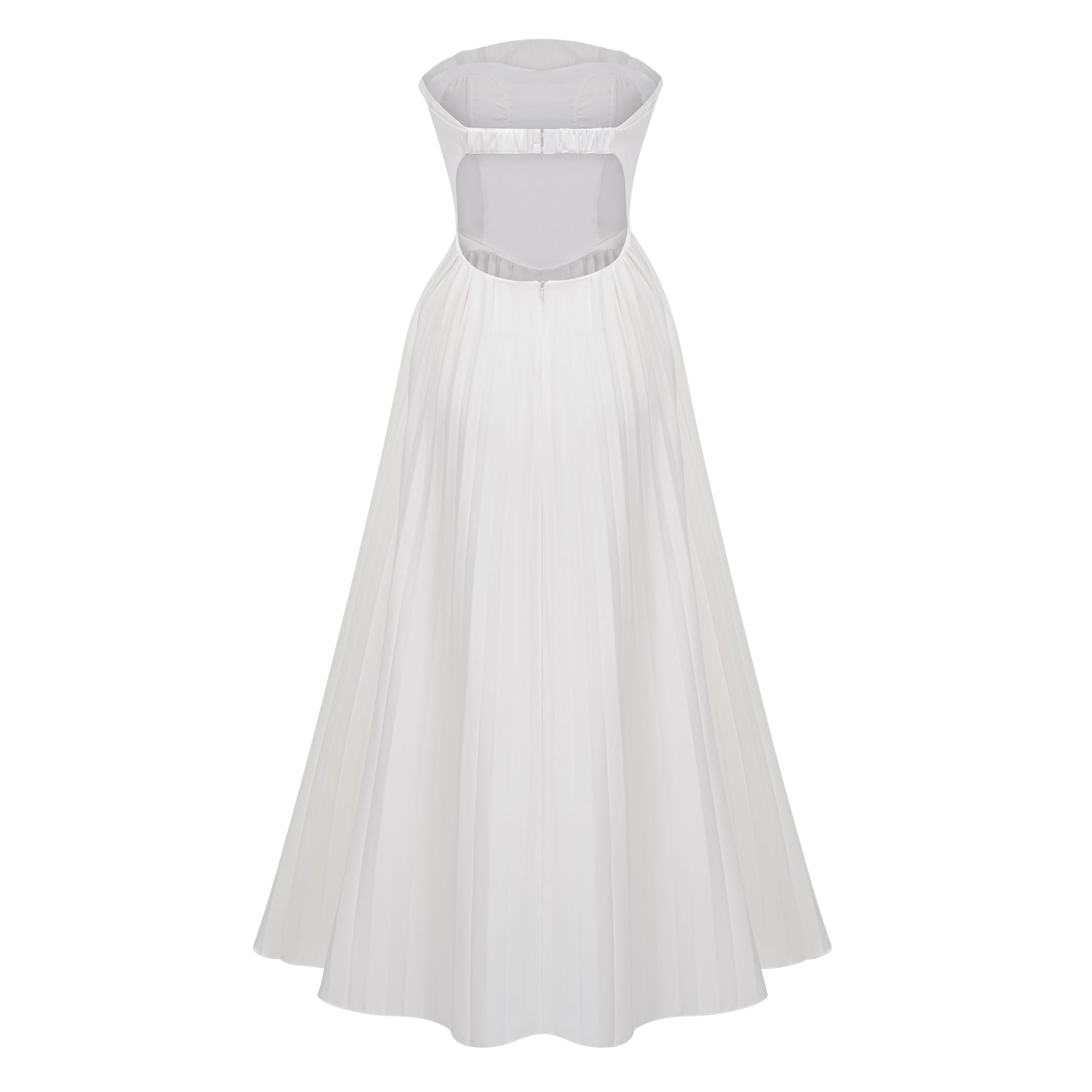 Carlotta White Shell Pleated Maxi Dress (Final Sale-US Only)
