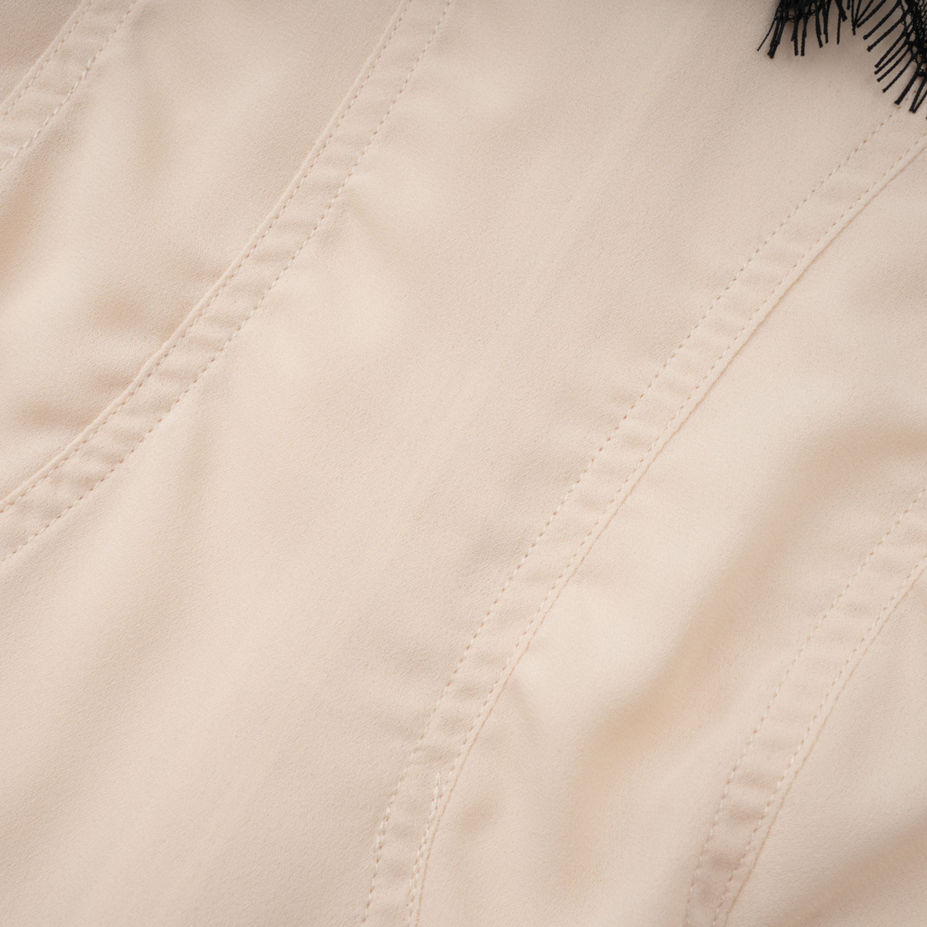 Zsófia Neutral Lace Panel Chiffon Top & Skirt Matching Set (Final Sale)