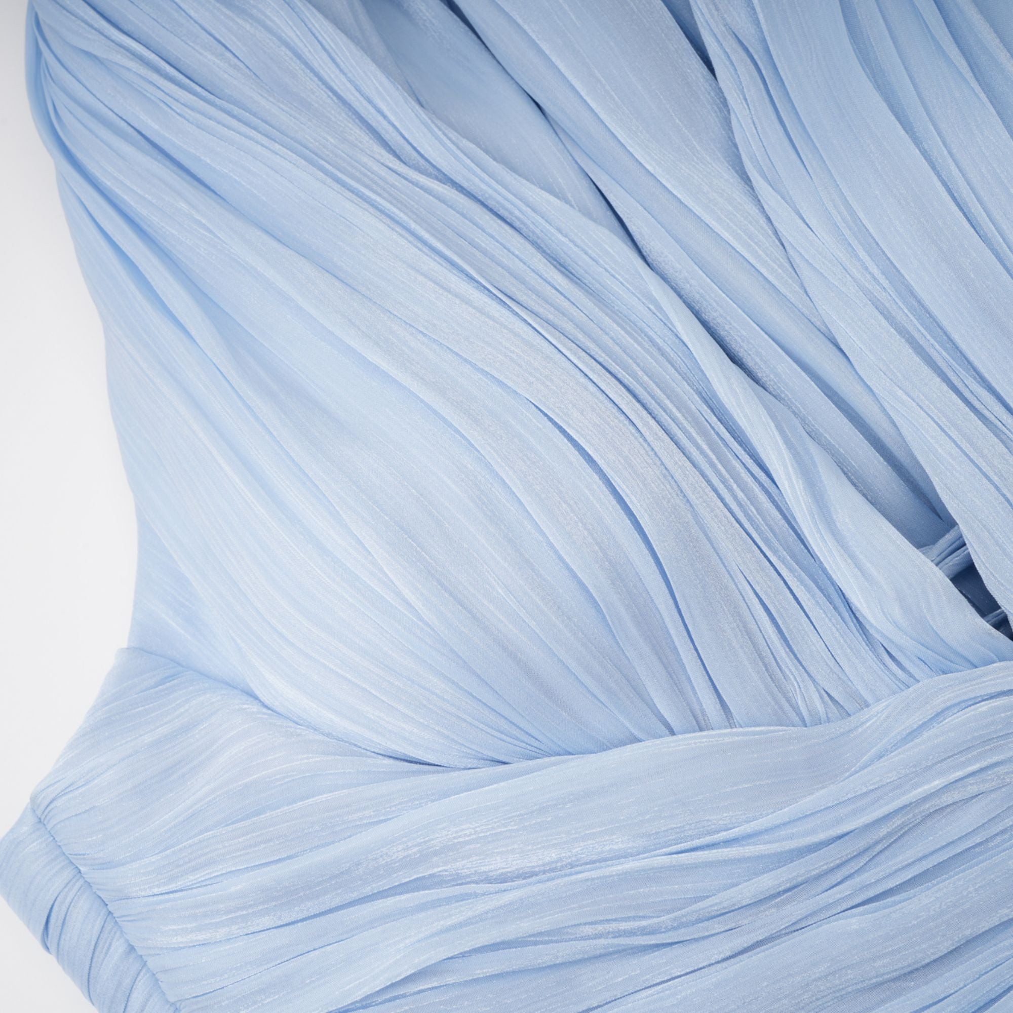 Blue Glossy Gathered Maxi Dress