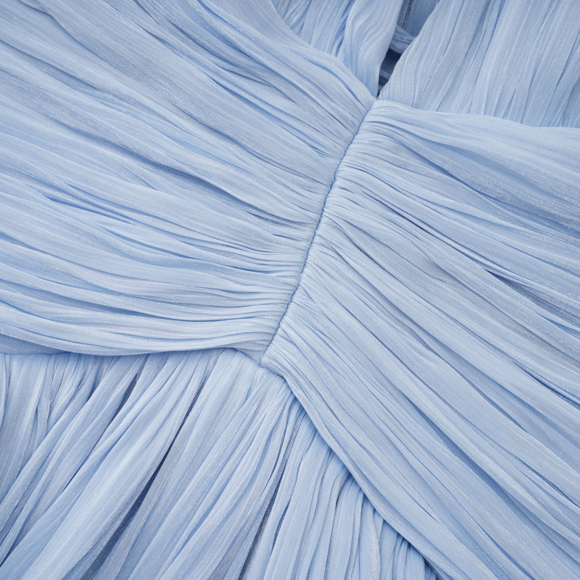 Blue Glossy Gathered Maxi Dress