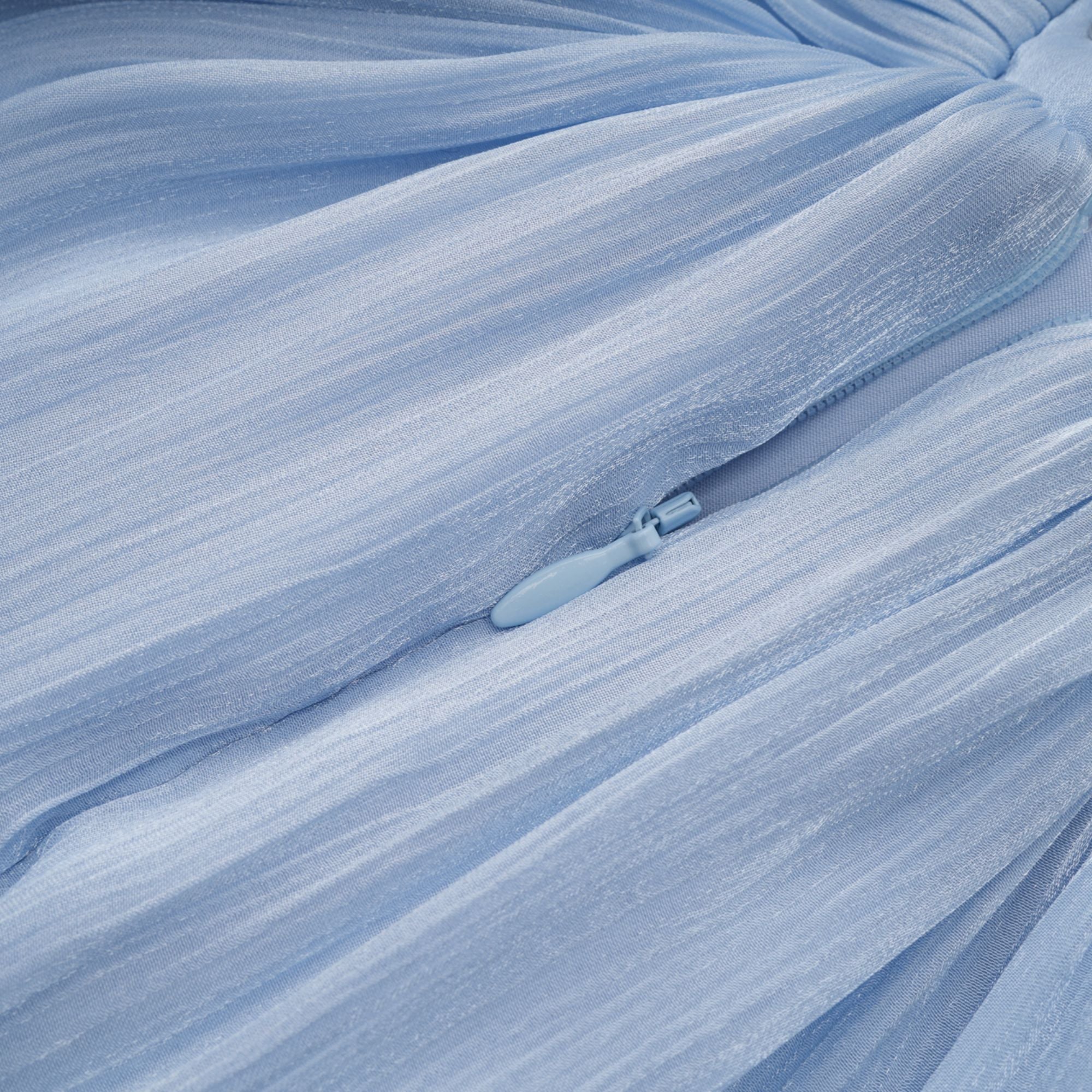 Blue Glossy Gathered Maxi Dress