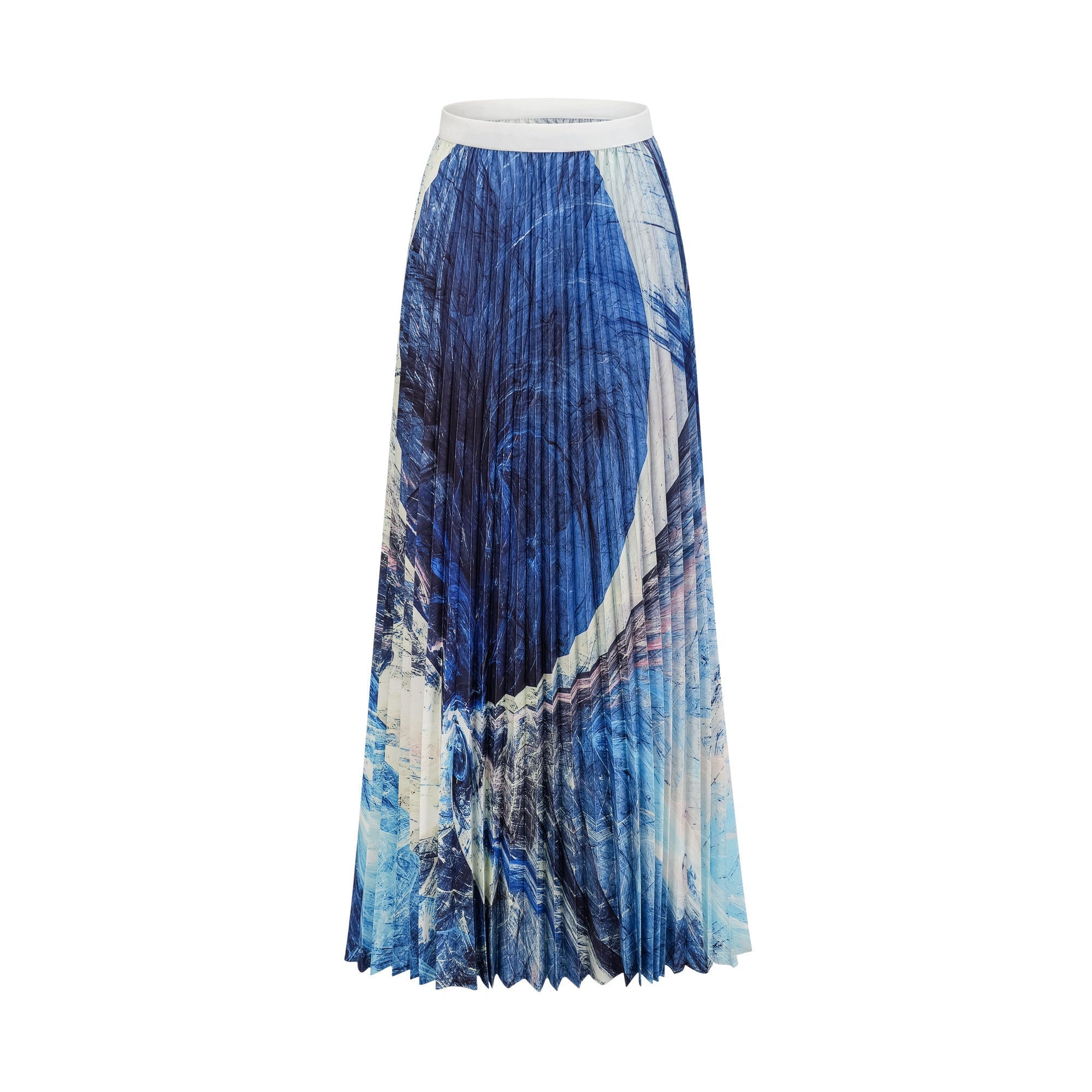 Debbie Blue Pattern-Print Creased Cape & Skirt Matching Set (Final Sale-US Only)