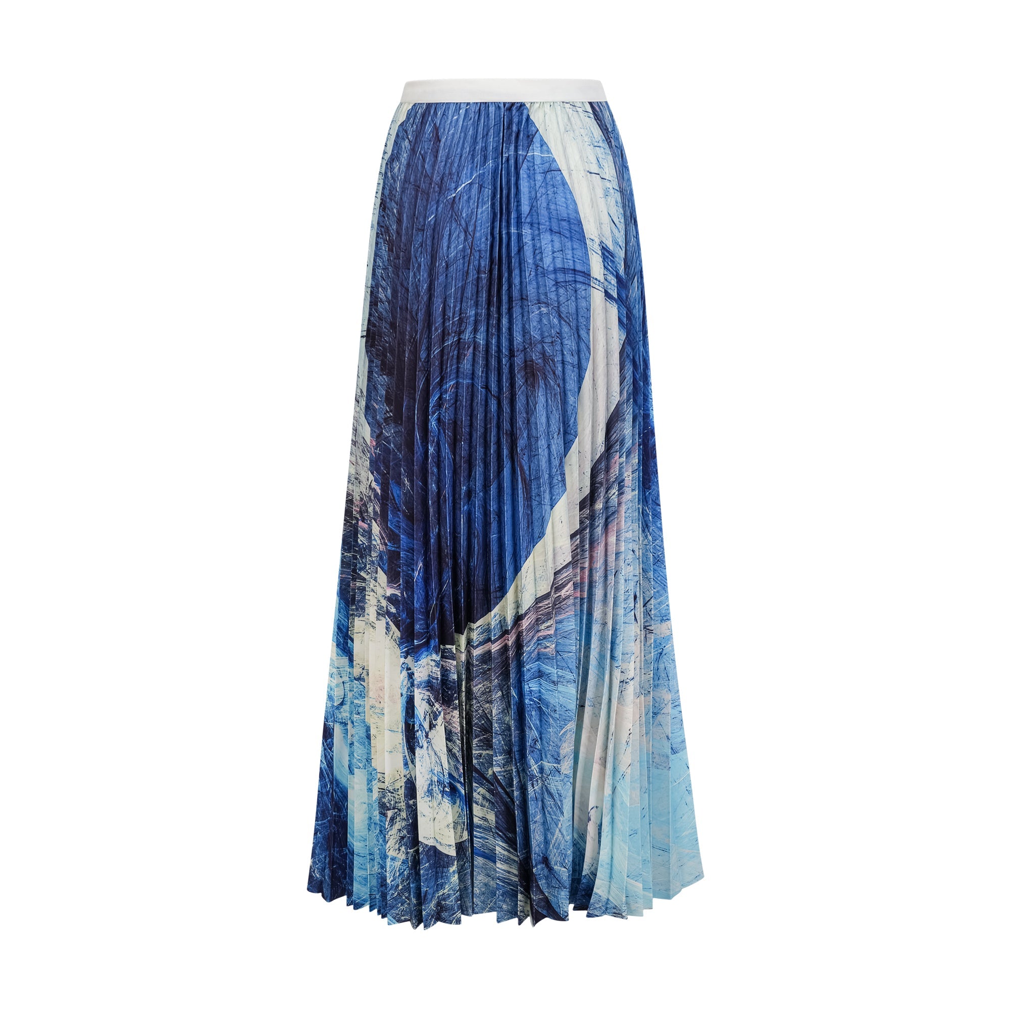 Debbie Blue Pattern-Print Creased Cape & Skirt Matching Set (Final Sale-US Only)