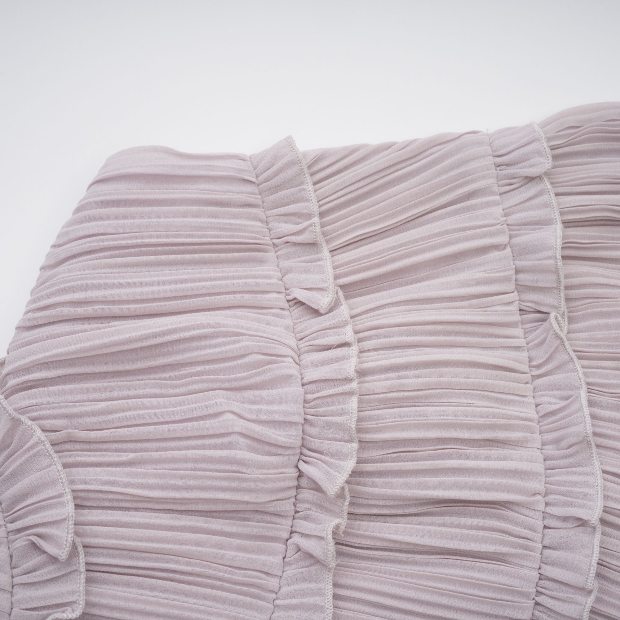 Mauve pleated halter mini dress with ruffles