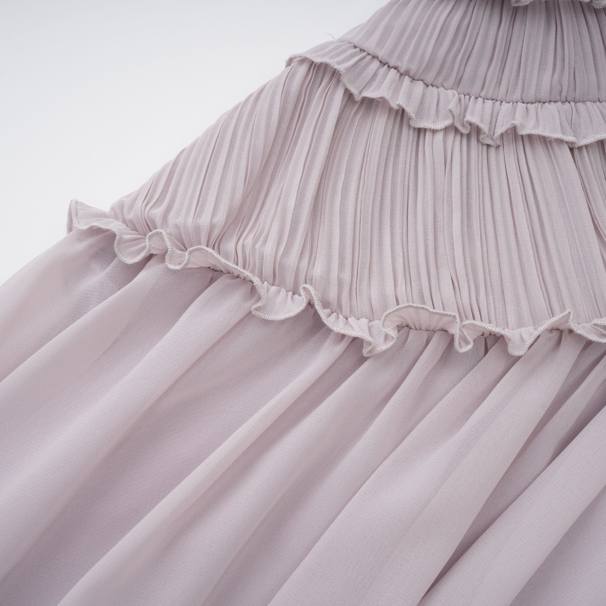 Mauve pleated halter mini dress with ruffles