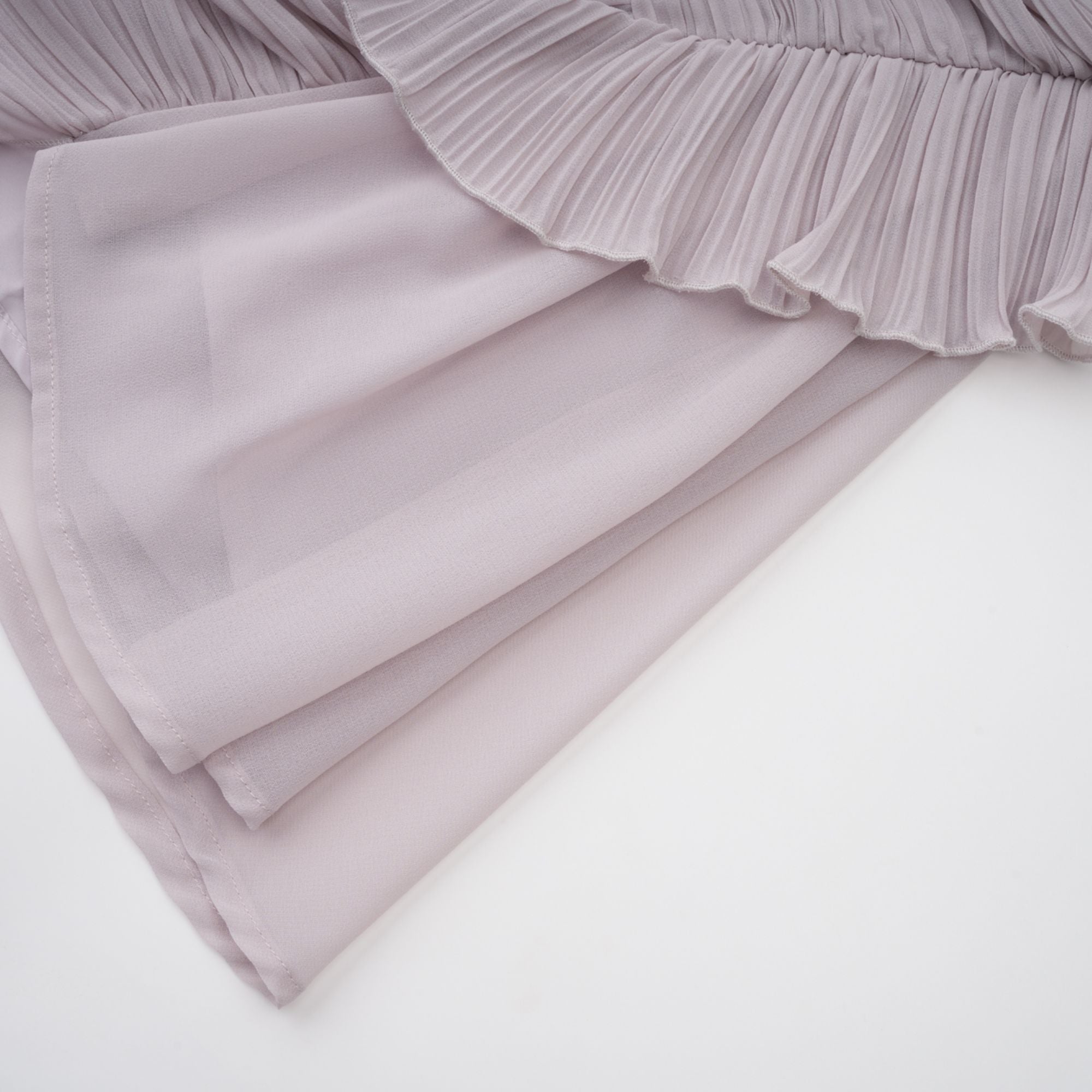 Mauve pleated halter mini dress with ruffles