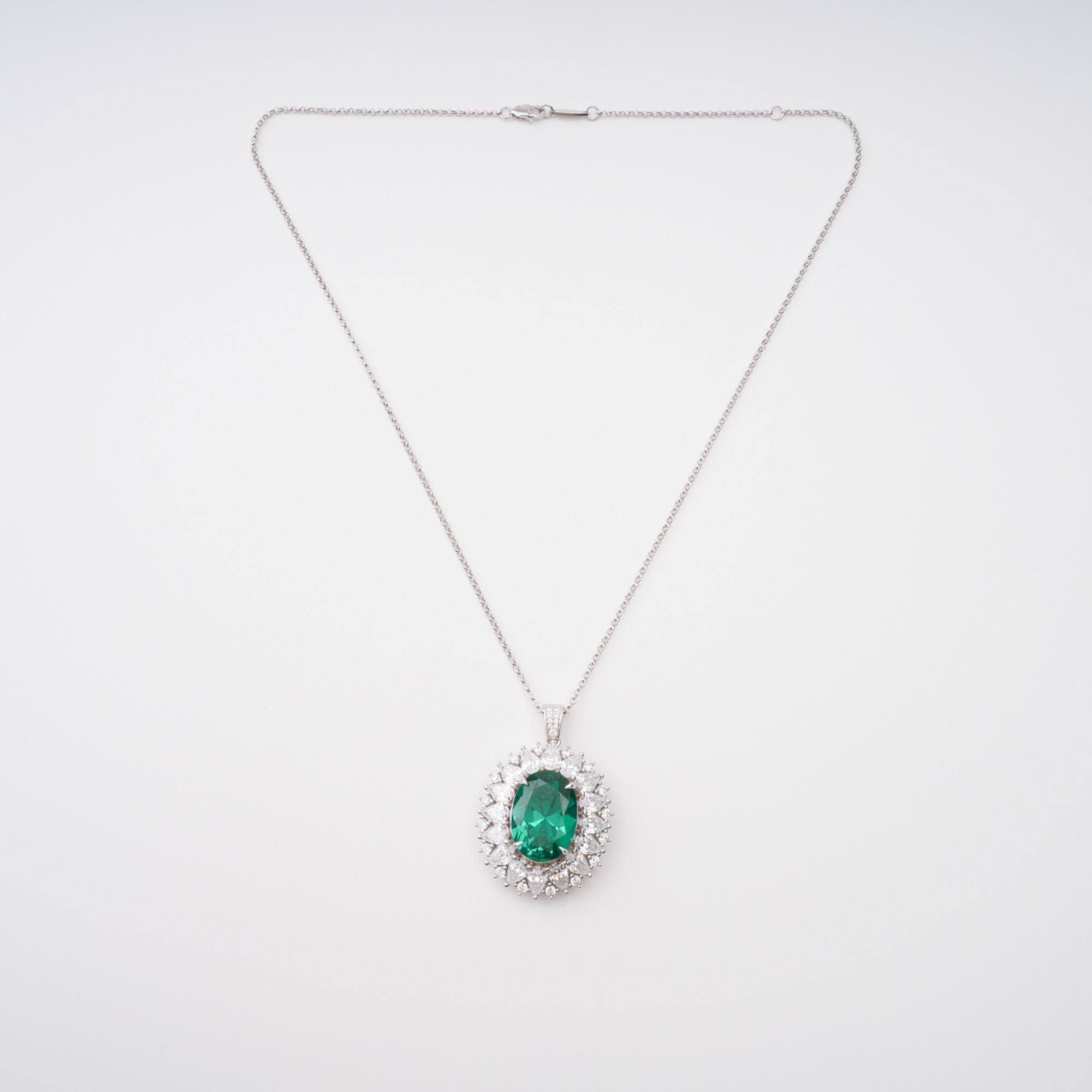 Raphaëlle Green Oval Gemstone Pendant Sterling Silver Necklace