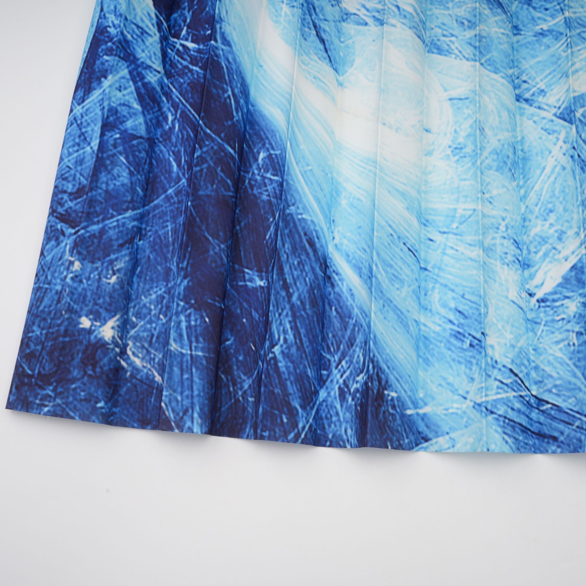 Debbie Blue Pattern-Print Creased Cape & Skirt Matching Set (Final Sale-US Only)