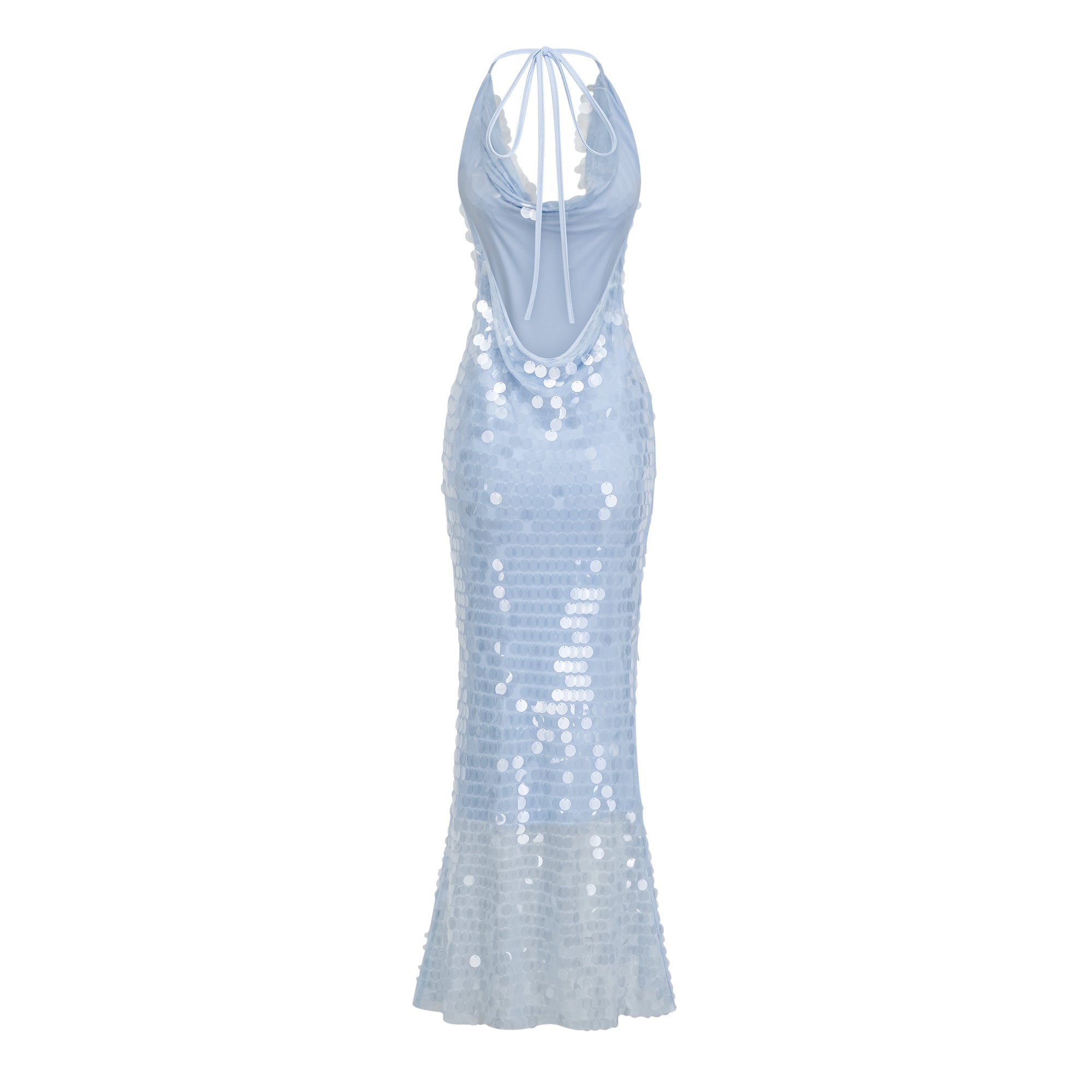 Babette blue halterneck sequined midi dress (Final Sale-US Only)