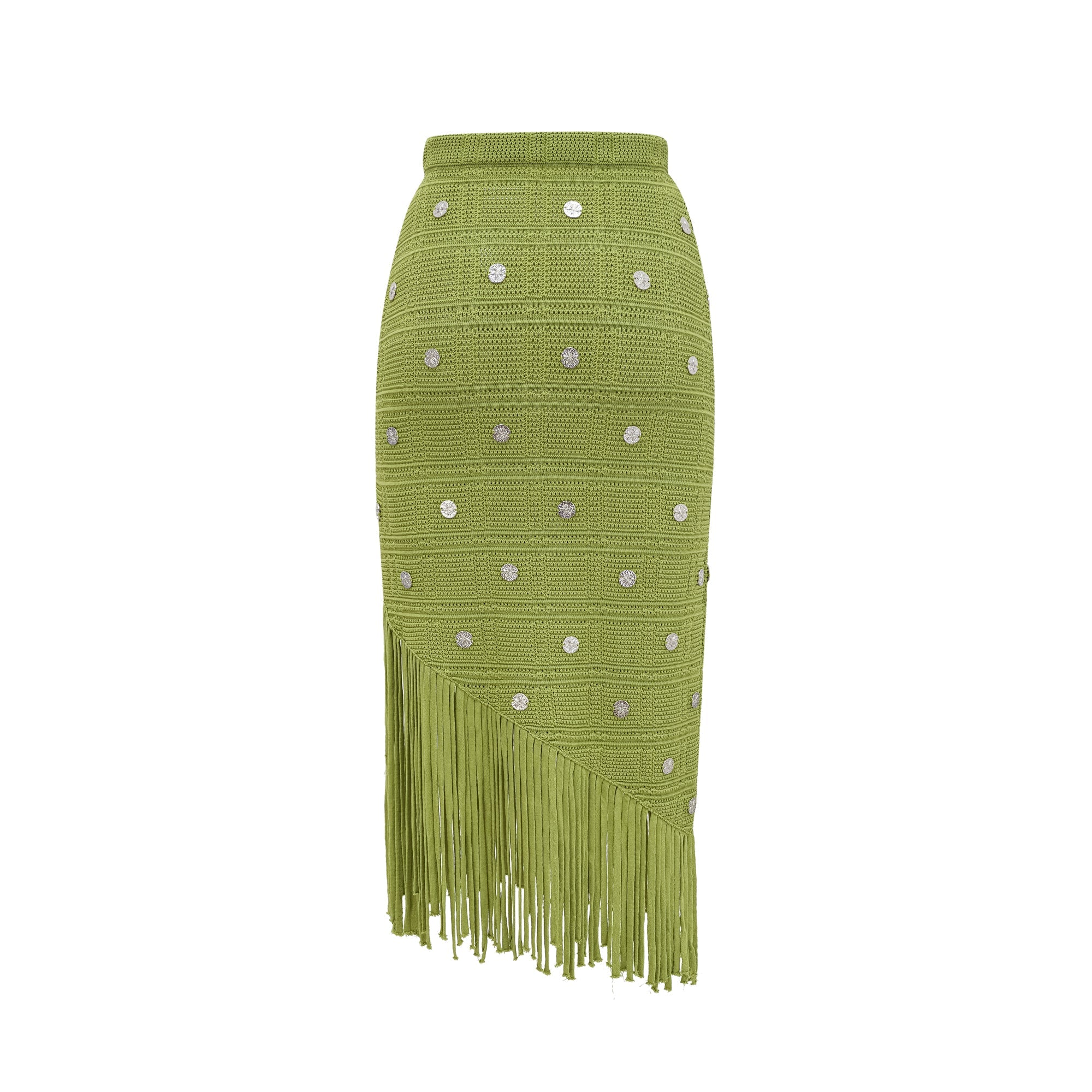 Annette green embellished knit top & skirt matching set