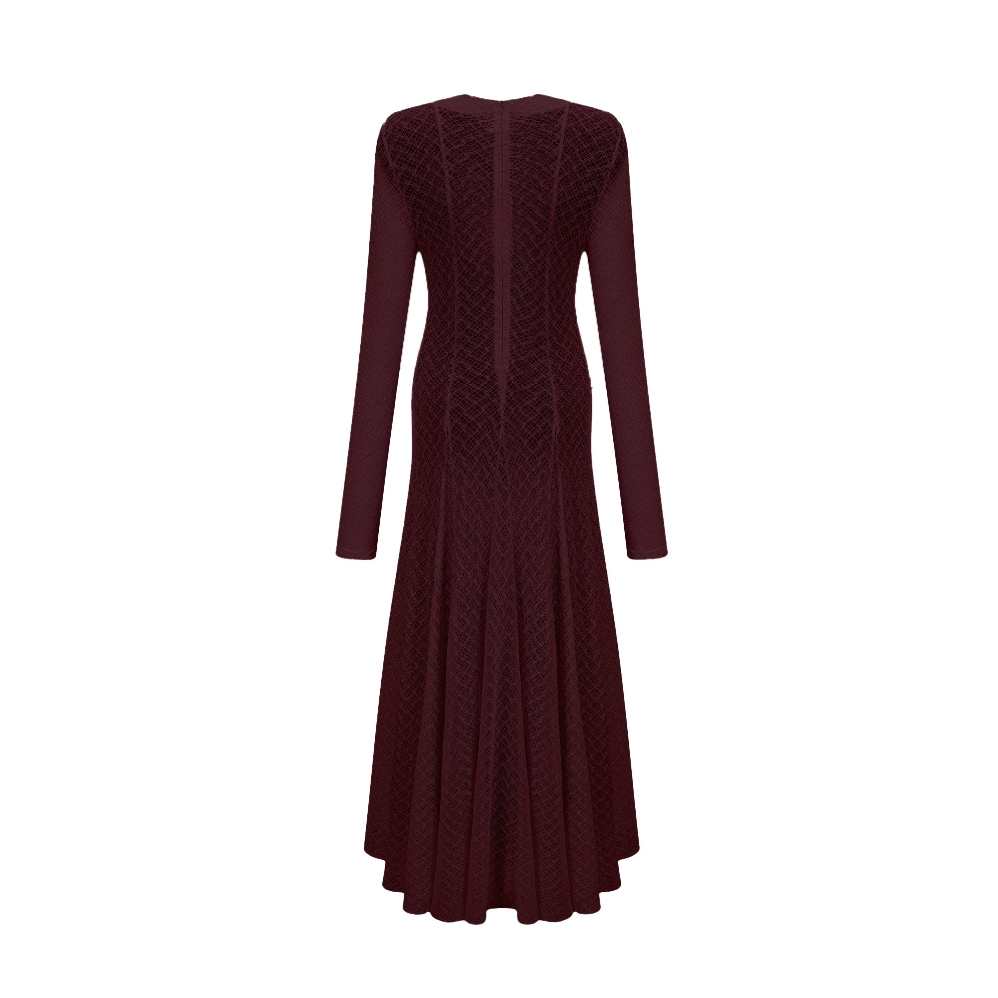 Athena wavy-pattern lace maxi dress in Red