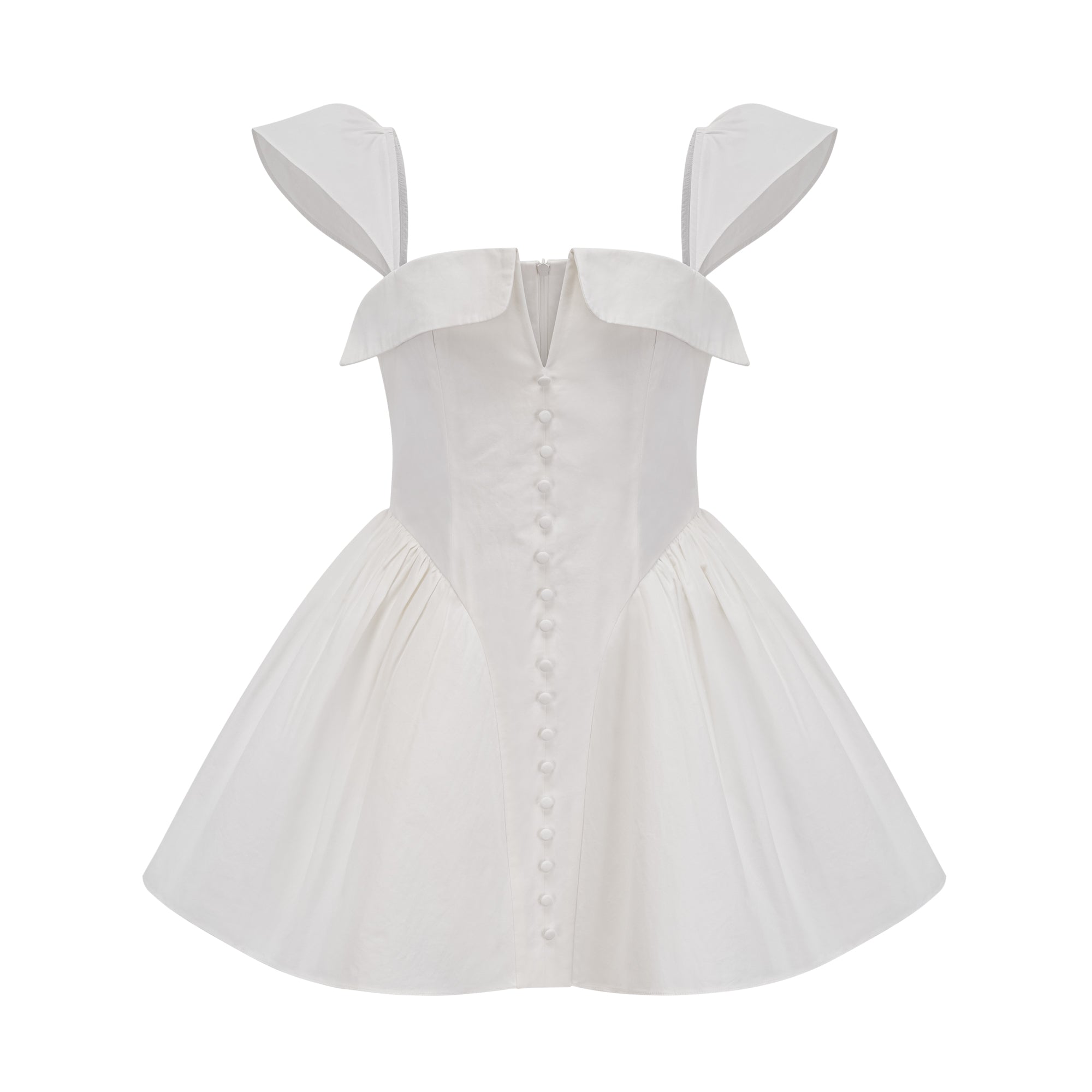 Julie white folded-neck bonded sleeveless mini dress (Final Sale-US Only)