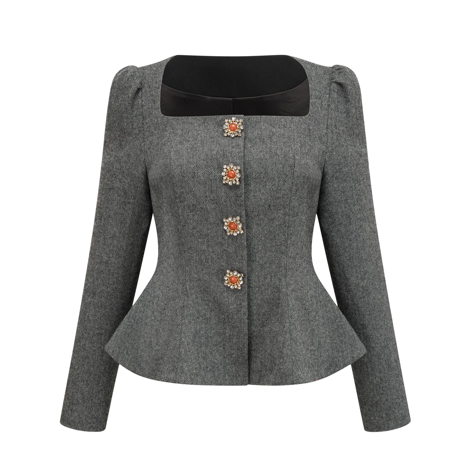Agathe grey herringbone top & shorts matching set (Final Sale)