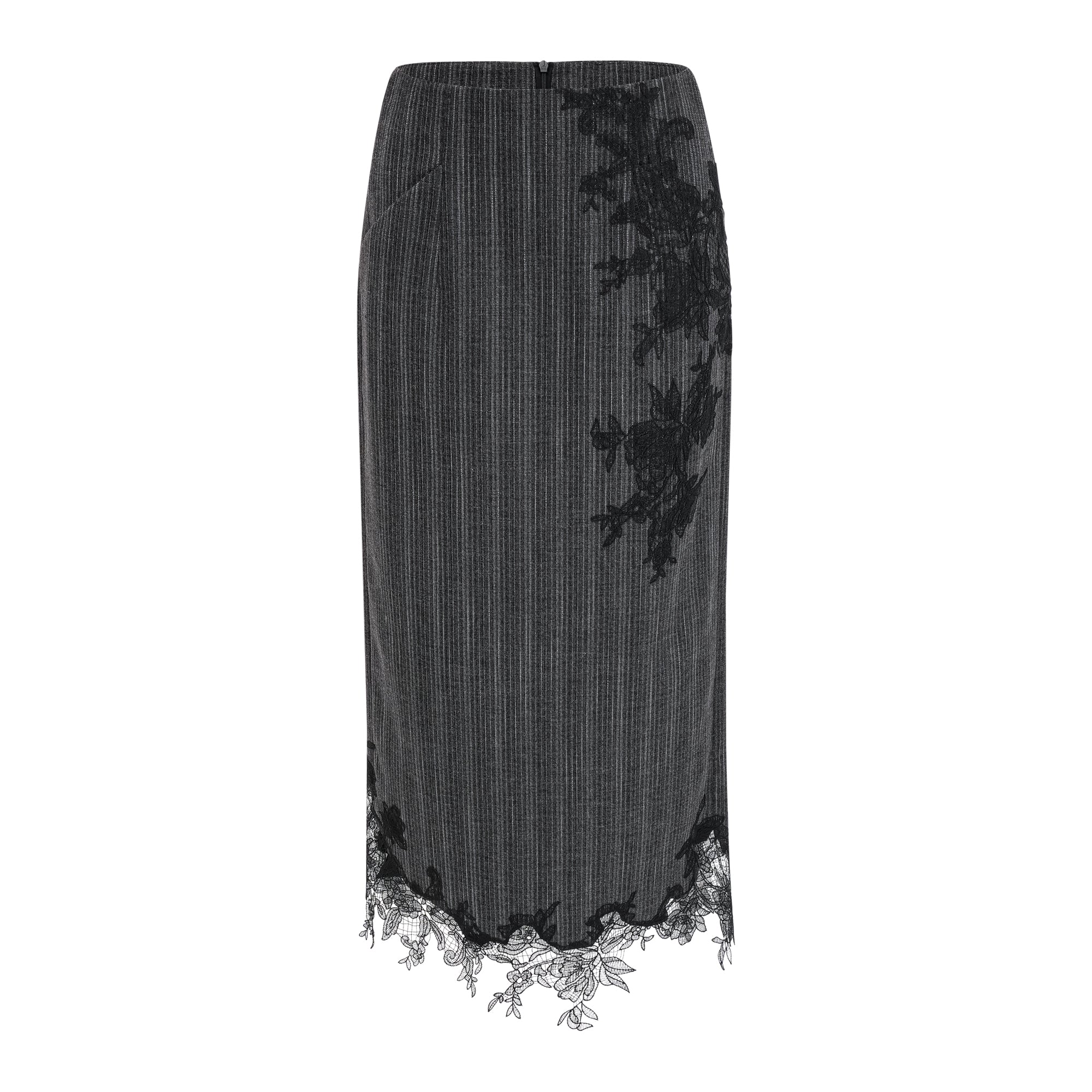 Ensemble blazer et jupe à rayures avec appliqués floraux Sidonie Grey (Vente définitive - États-Unis uniquement)
