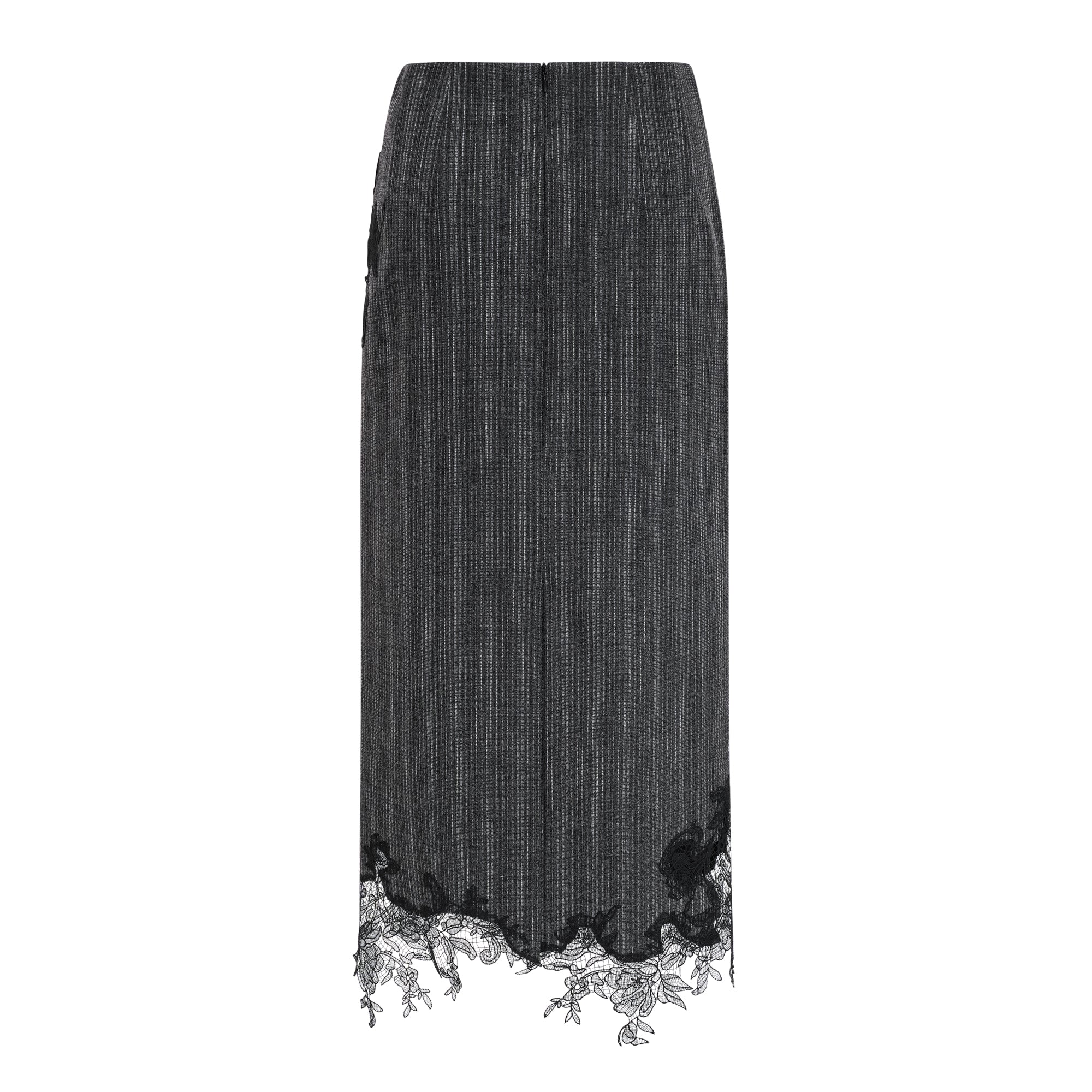 Ensemble blazer et jupe à rayures avec appliqués floraux Sidonie Grey (Vente définitive - États-Unis uniquement)